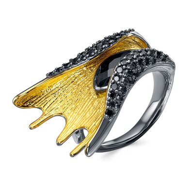 Кольцо со шпинелью из серебра 925 пробы с позолотой