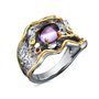 Кольцо с аметистом, перидотом и гранатами из серебра 925 пробы с позолотой арт. YR03243_KO_AM_GR_PD_BJ