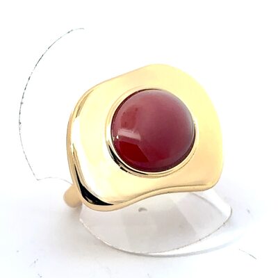 Кольцо с агатом из серебра 925 пробы с позолотой