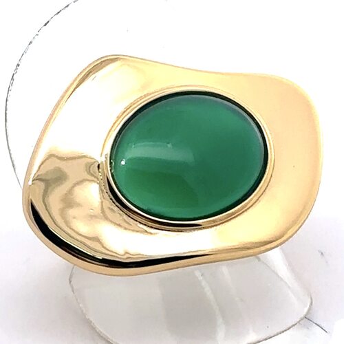 Кольцо с агатом из серебра 925 пробы с позолотой