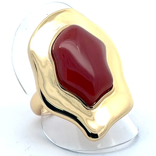 Кольцо с агатом из серебра 925 пробы с позолотой