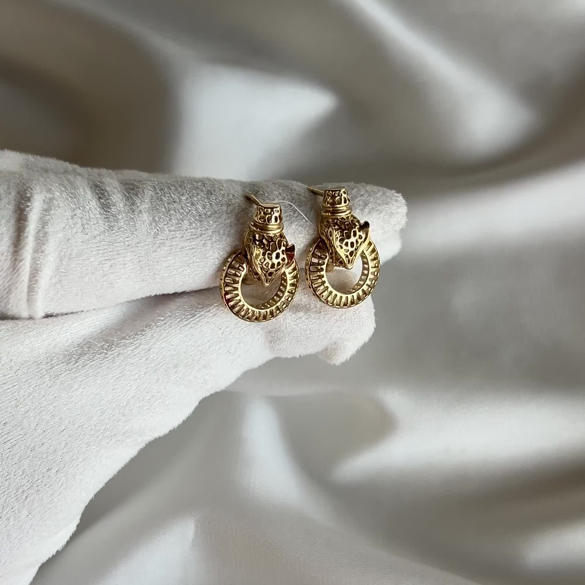 Серьги "Пантеры" из желтого золота 585 пробы арт. 00268-20-030001-00