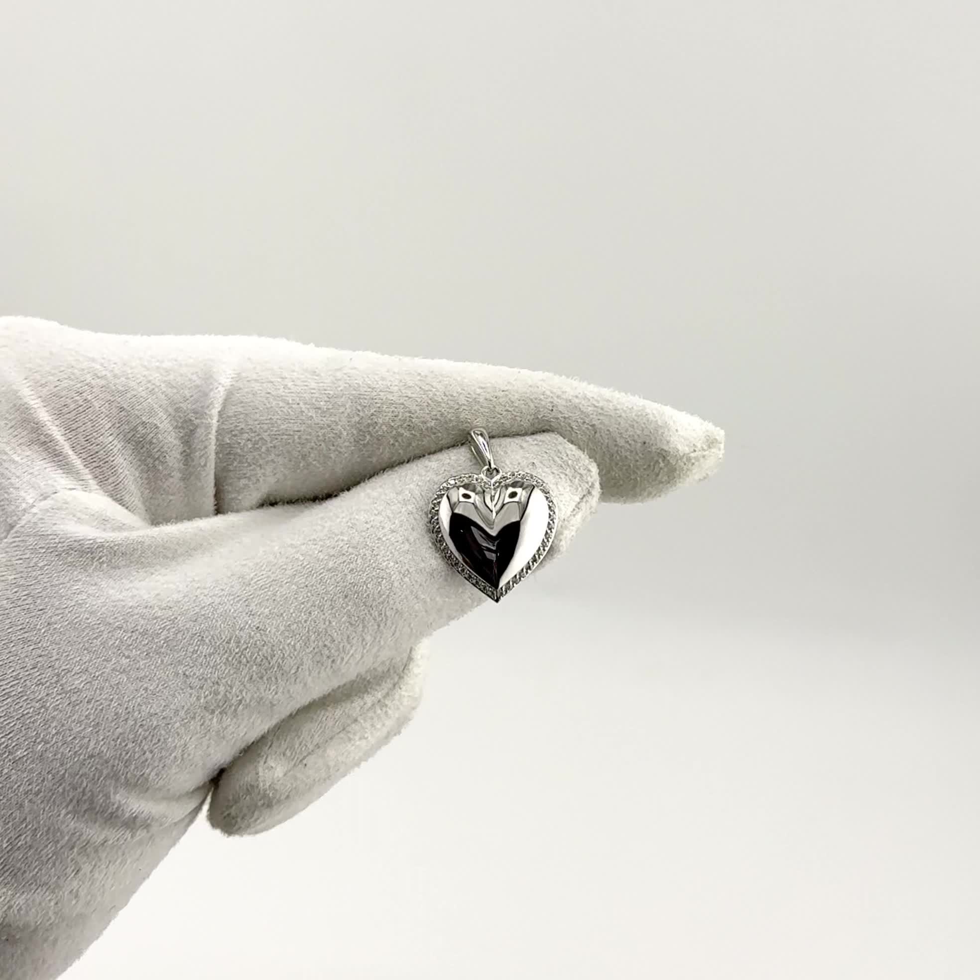 Подвеска "Сердце" с фианитами из белого золота 585 пробы арт. 003-0911-0001-031