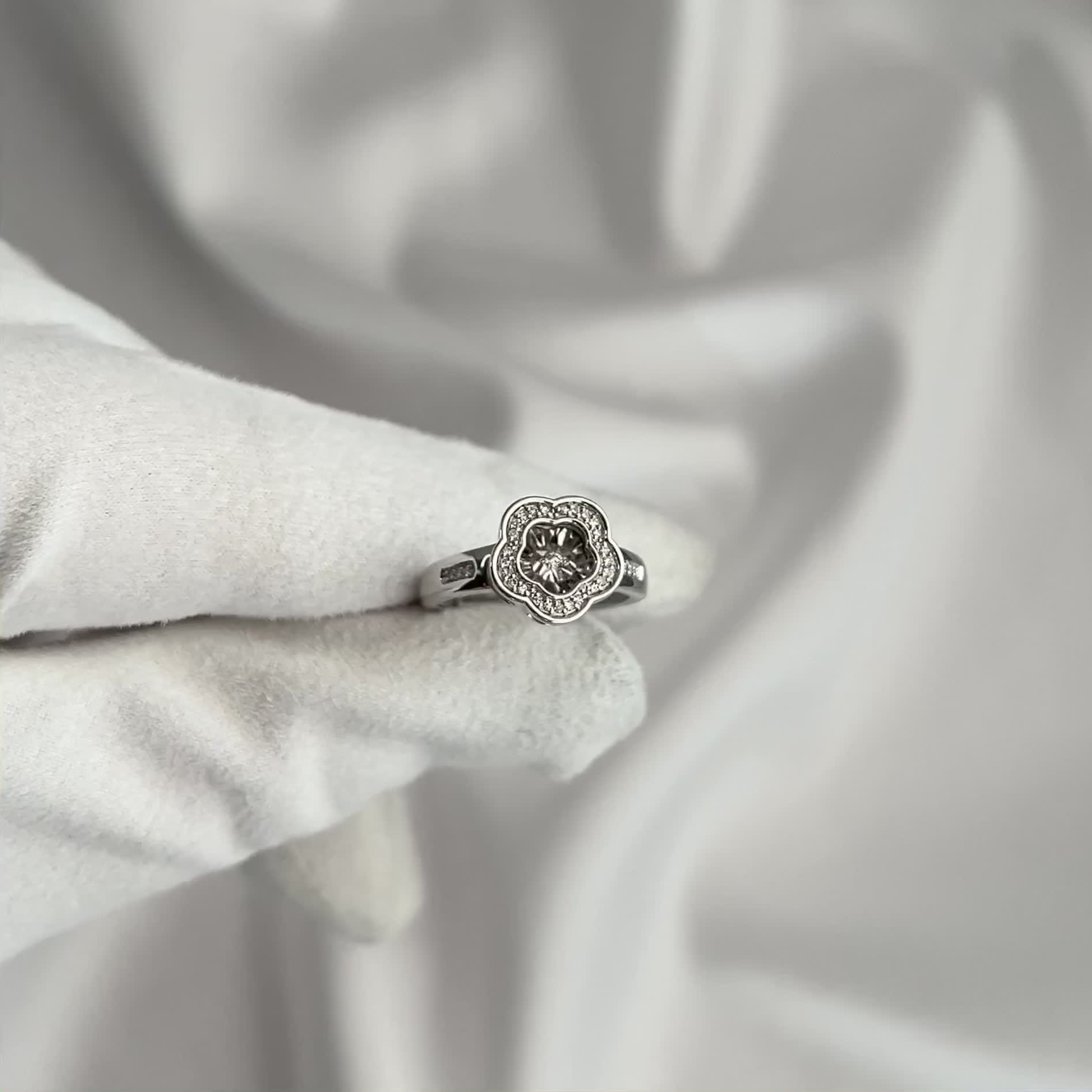 Кольцо с танцующим бриллиантом из белого золота 585 пробы арт. 01-02448-03-001-02-03