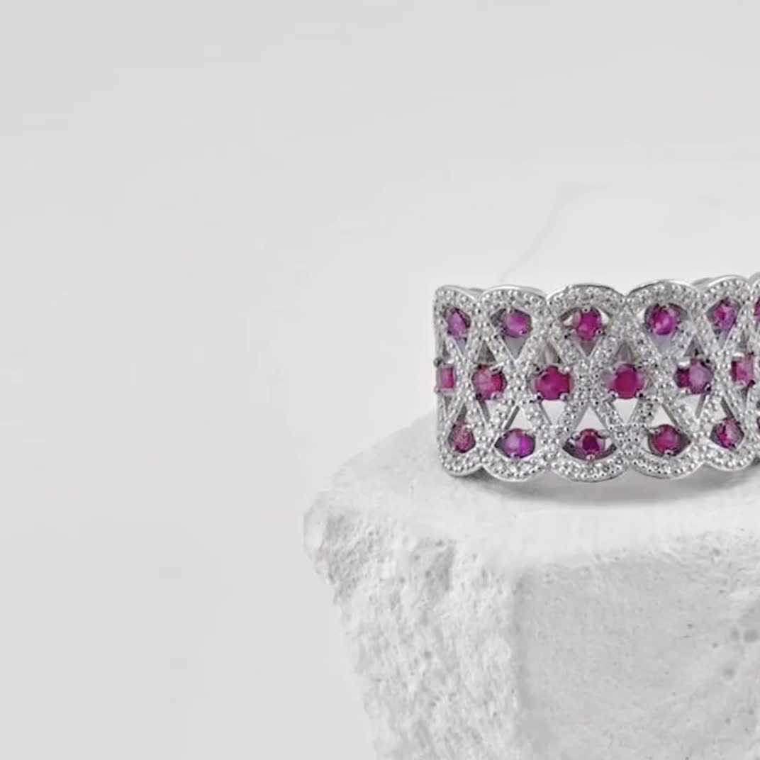 Кольцо с рубинами и бриллиантами из белого золота 585 пробы арт. 01-03101-03-011-07-04