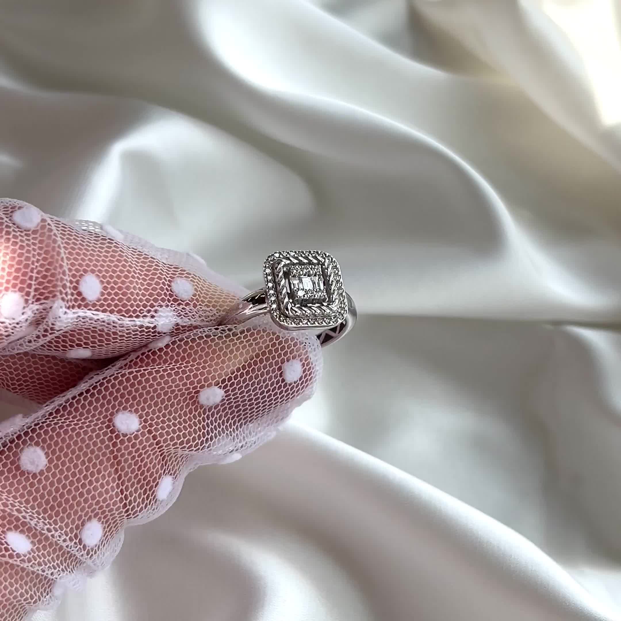 Кольцо с бриллиантами из белого золота 585 пробы арт. 01-P0522-03-001-07-03