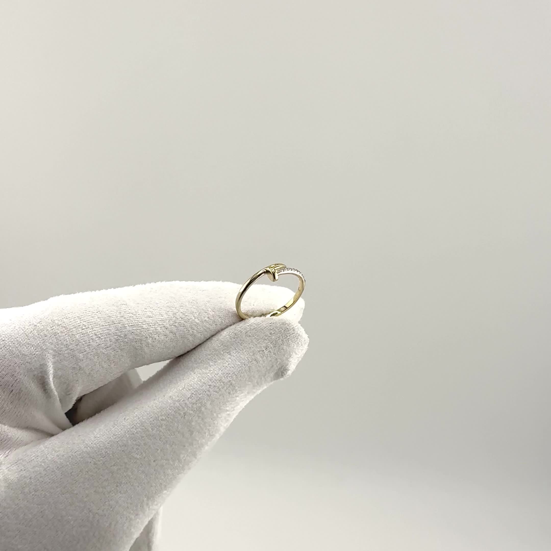 Кольцо "Гвоздь" с фианитами из желтого золота 585 пробы арт. 018681-2