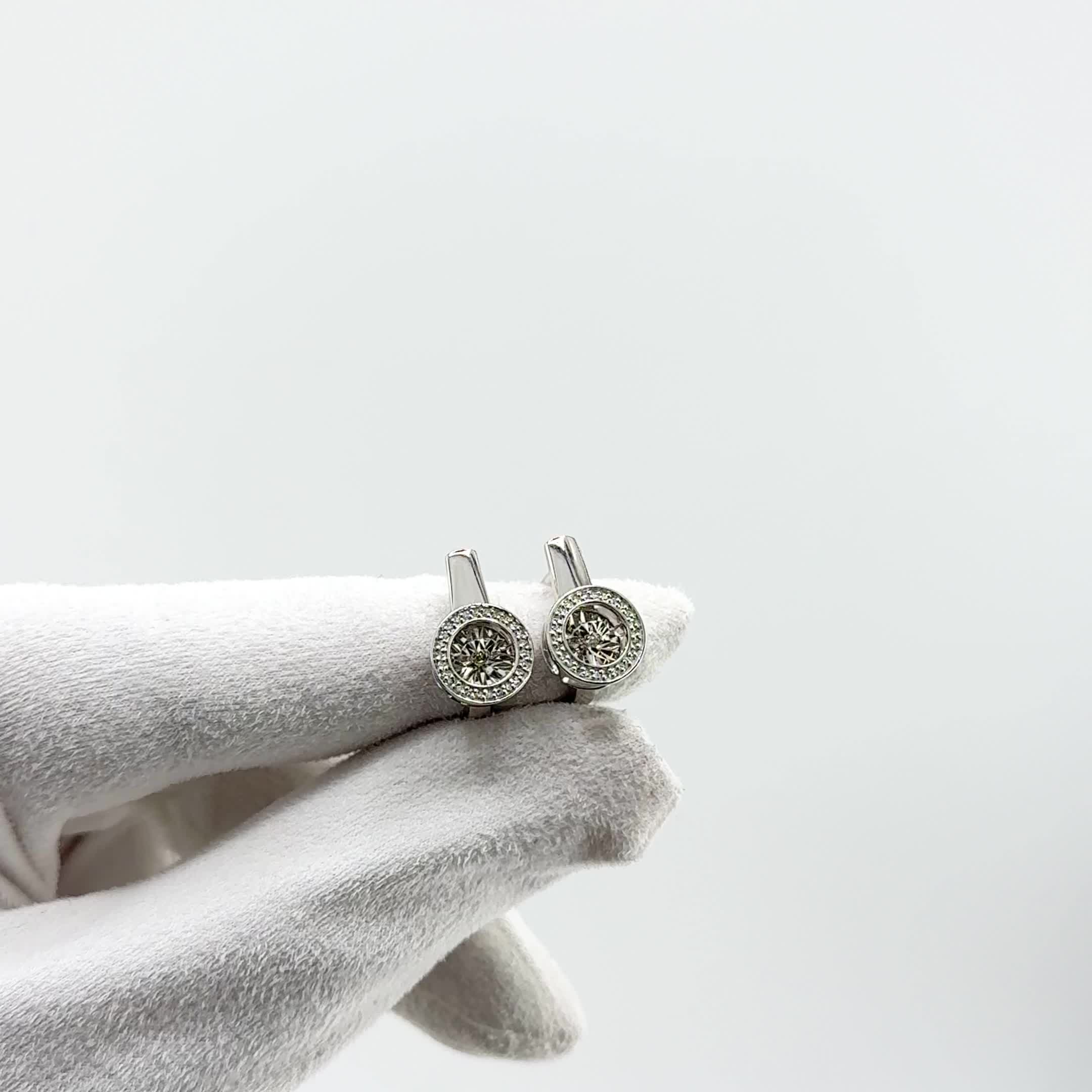 Серьги с танцующими бриллиантами из белого золота 585 пробы арт. 02-02444-03-001-02-03