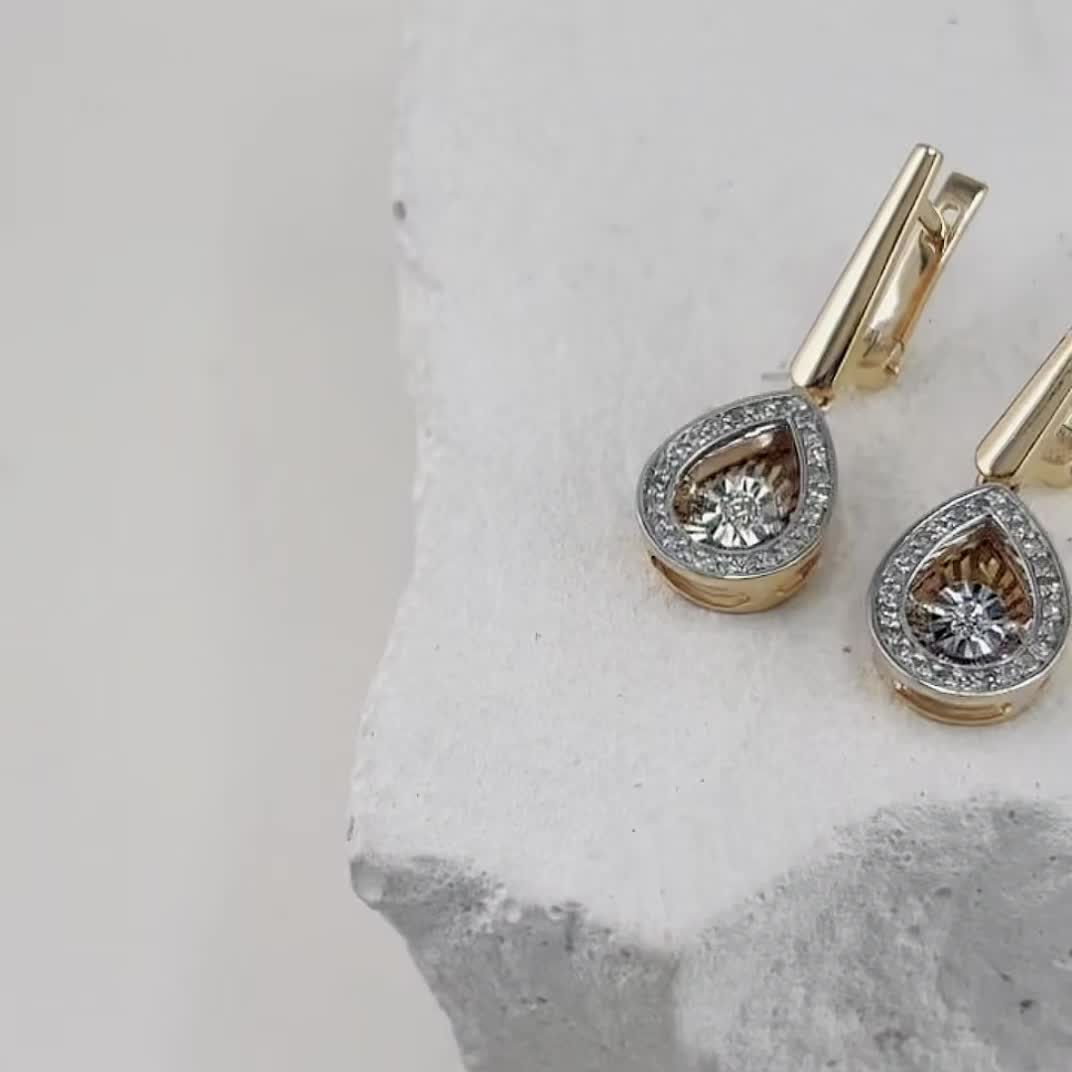 Серьги с танцующими бриллиантами из золота 585 пробы арт. 02-02813-1-02-106-02-01