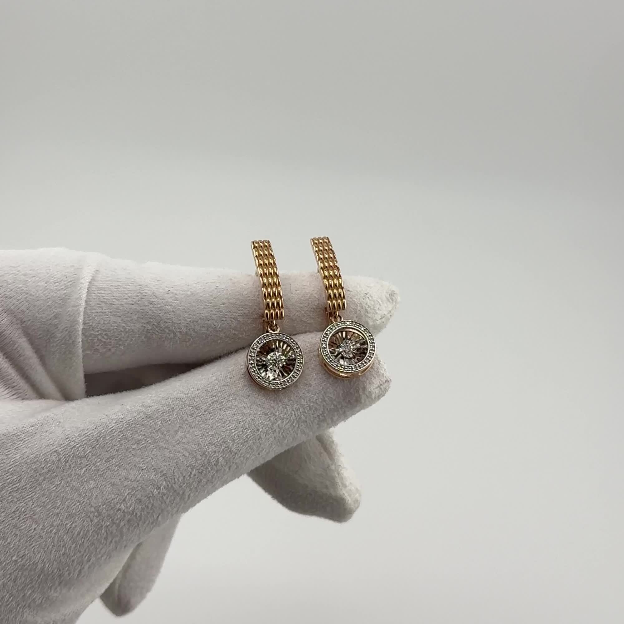 Серьги с танцующими бриллиантами из золота 585 пробы арт. 02-11-51043-31-00-1