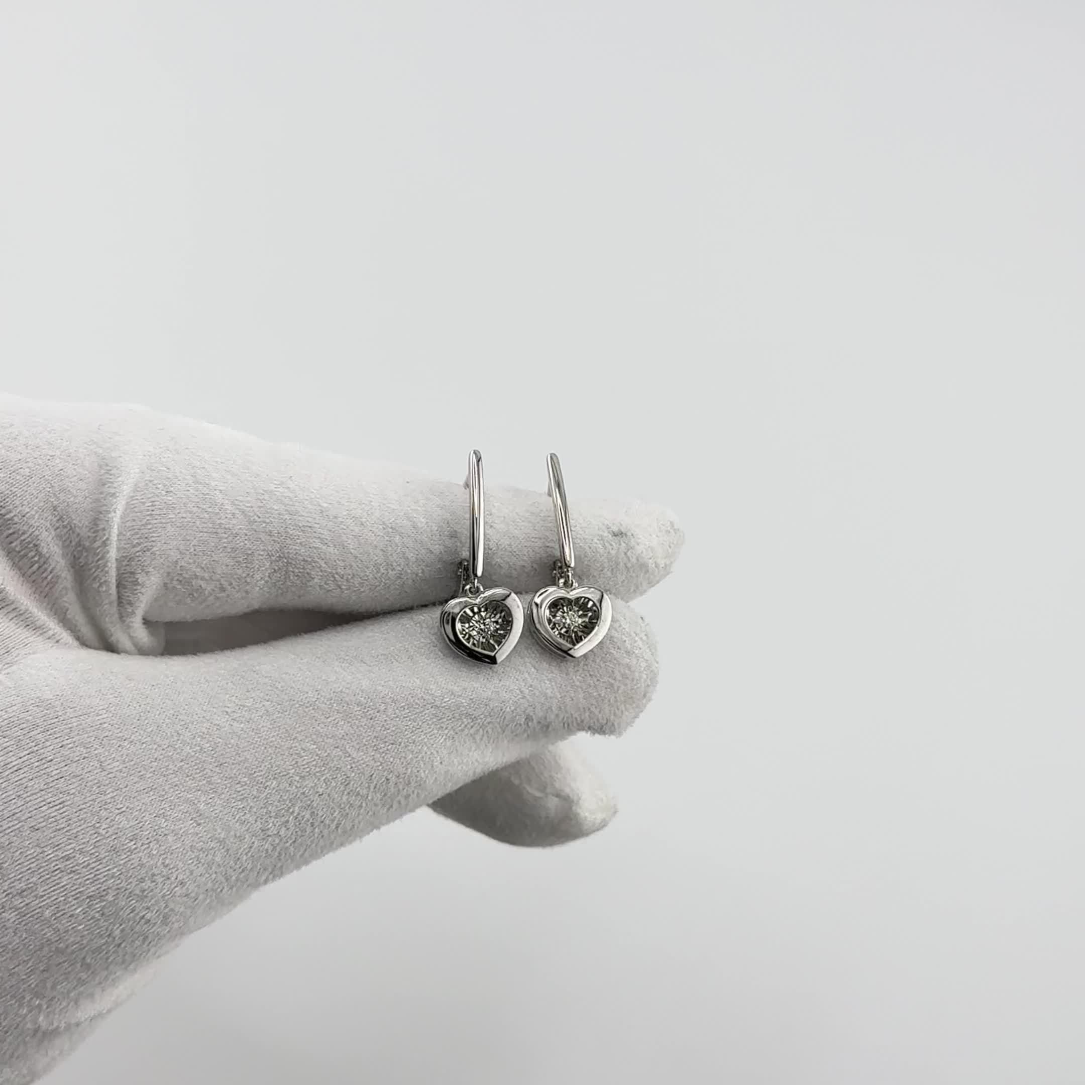 Серьги "Сердца" с бриллиантами из белого золота 585 пробы арт. 02-12-5748-11-00