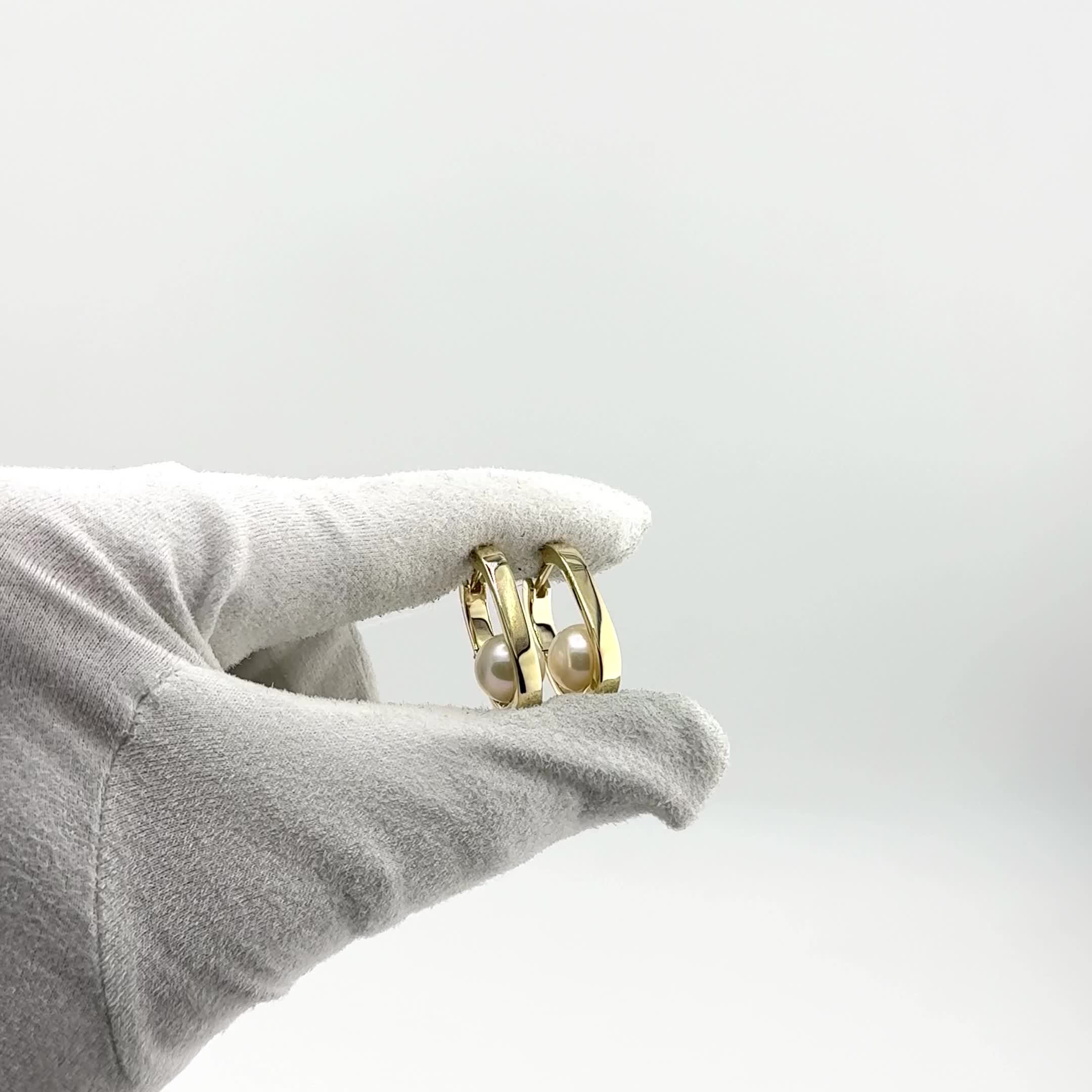 Серьги с жемчугом из желтого золота 585 пробы арт. 02-3-488-0500-120