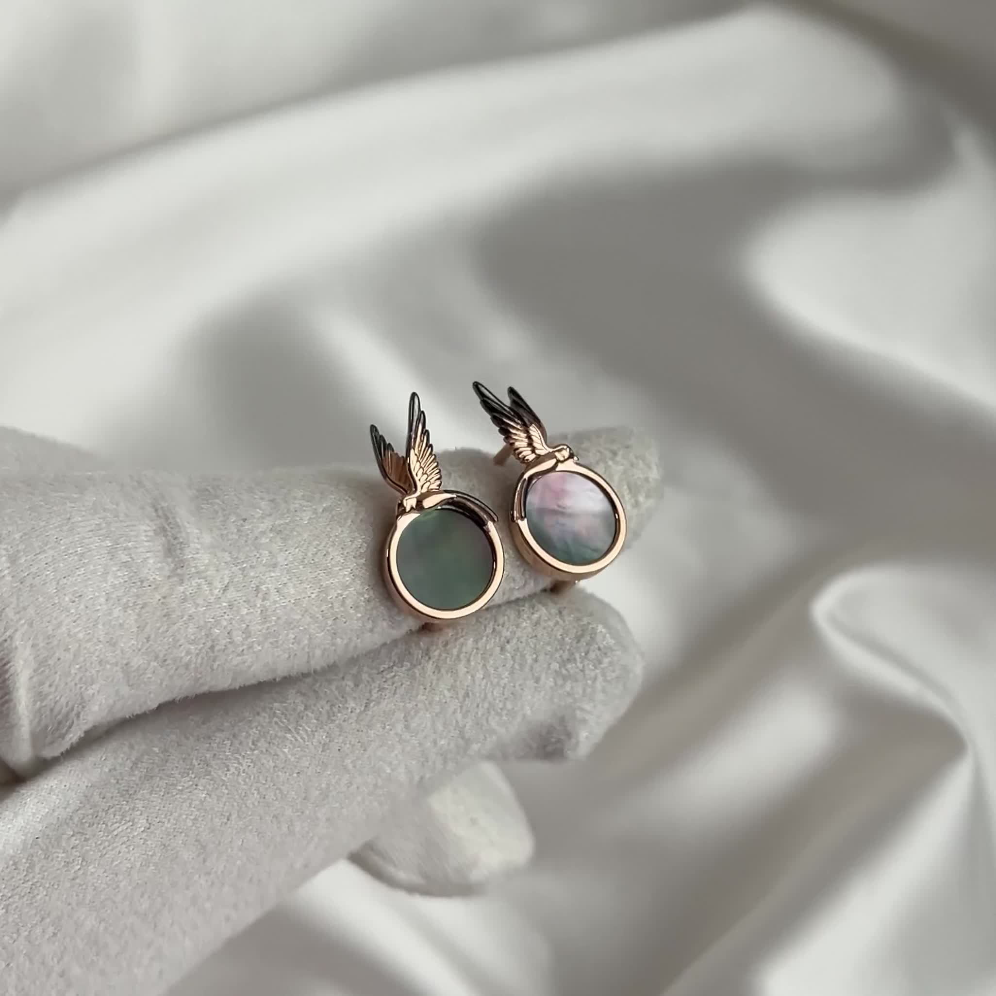 Серьги "Птицы" с перламутром из золота 585 пробы арт. 02-5463-00-746-1110