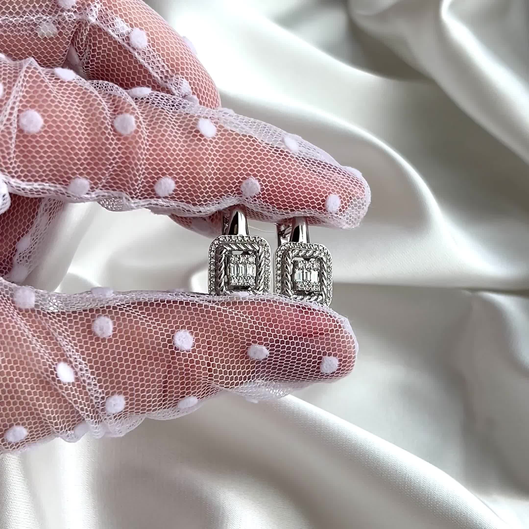 Серьги с бриллиантами из белого золота 585 пробы арт. 02-P0522-03-001-07-03