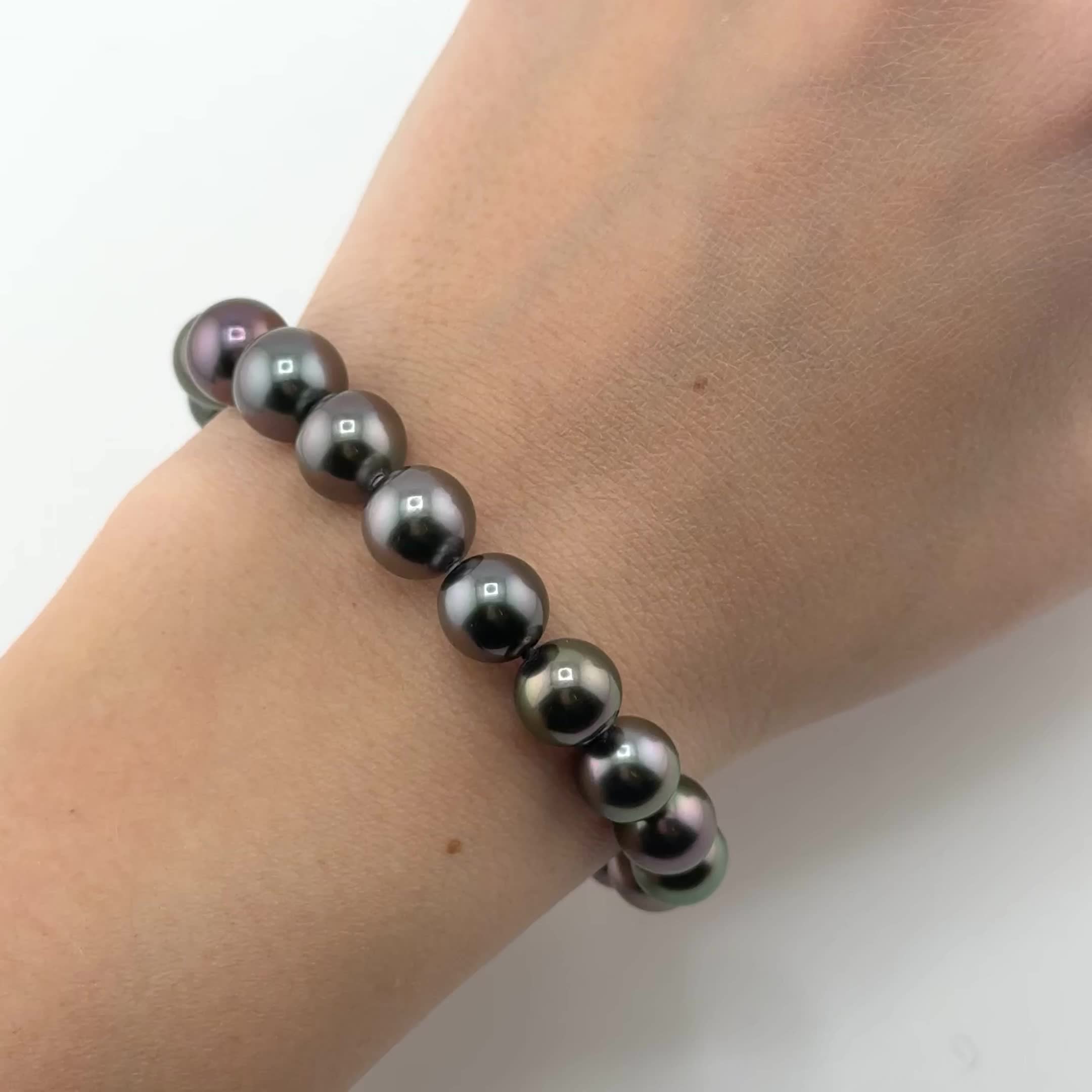 Браслет с бриллиантами и жемчугом из желтого золота 585 пробы арт. 02681БрYT2D8.5-10.5.20