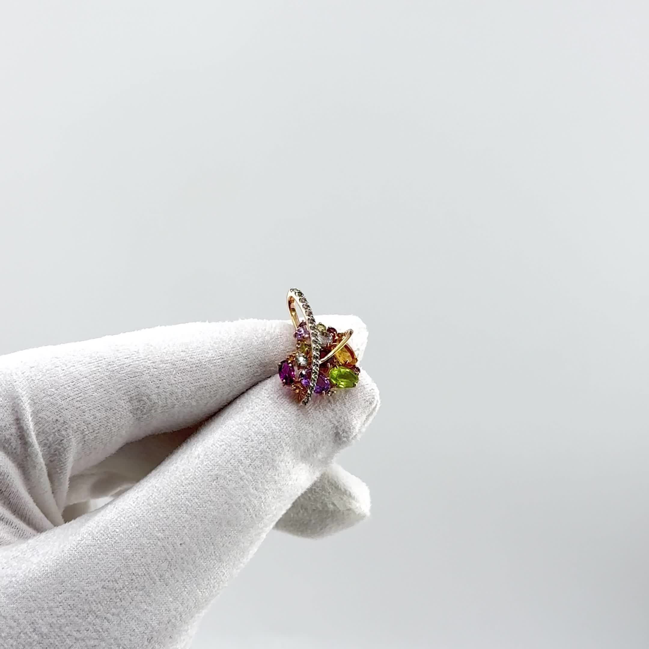 Подвеска "Сердце" миксом натуральных камней из золота 585 пробы арт. 03-3123-00-252-1110-46