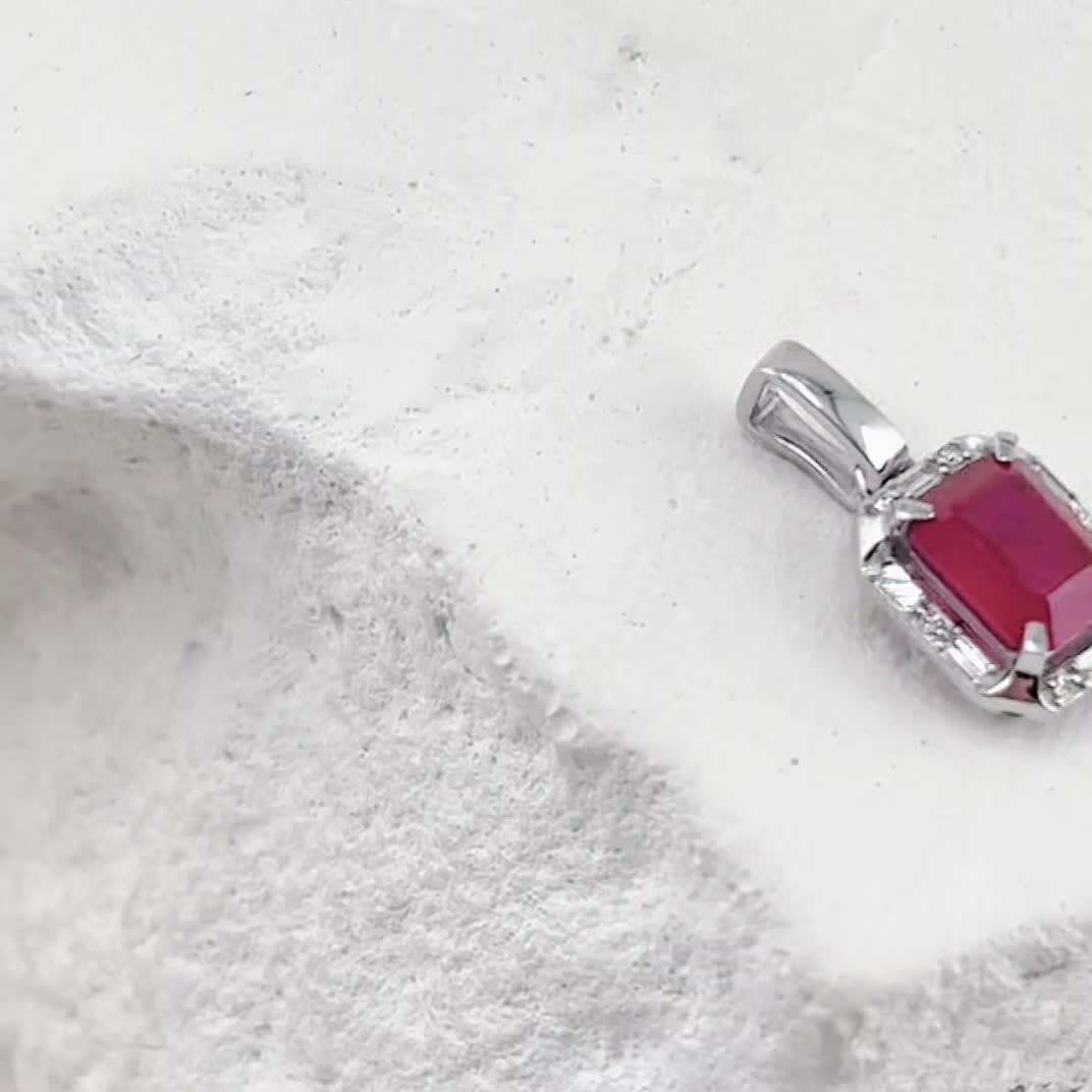 Подвеска с рубином и бриллиантами из белого золота 585 пробы арт. 03-P0708-03-011-07-03