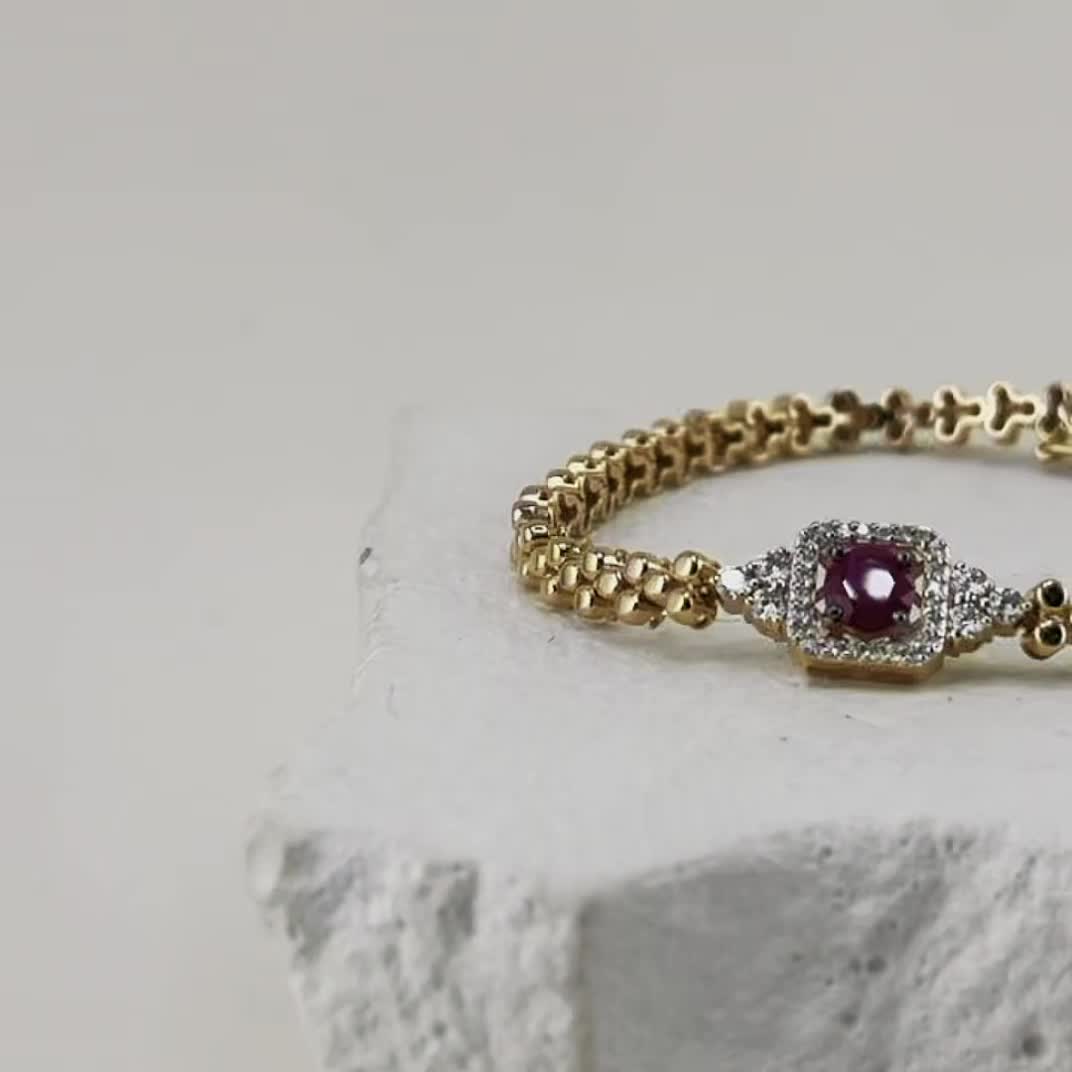 Браслет с рубином и бриллиантами из золота 585 пробы арт. 05-03146-01-011-07-01