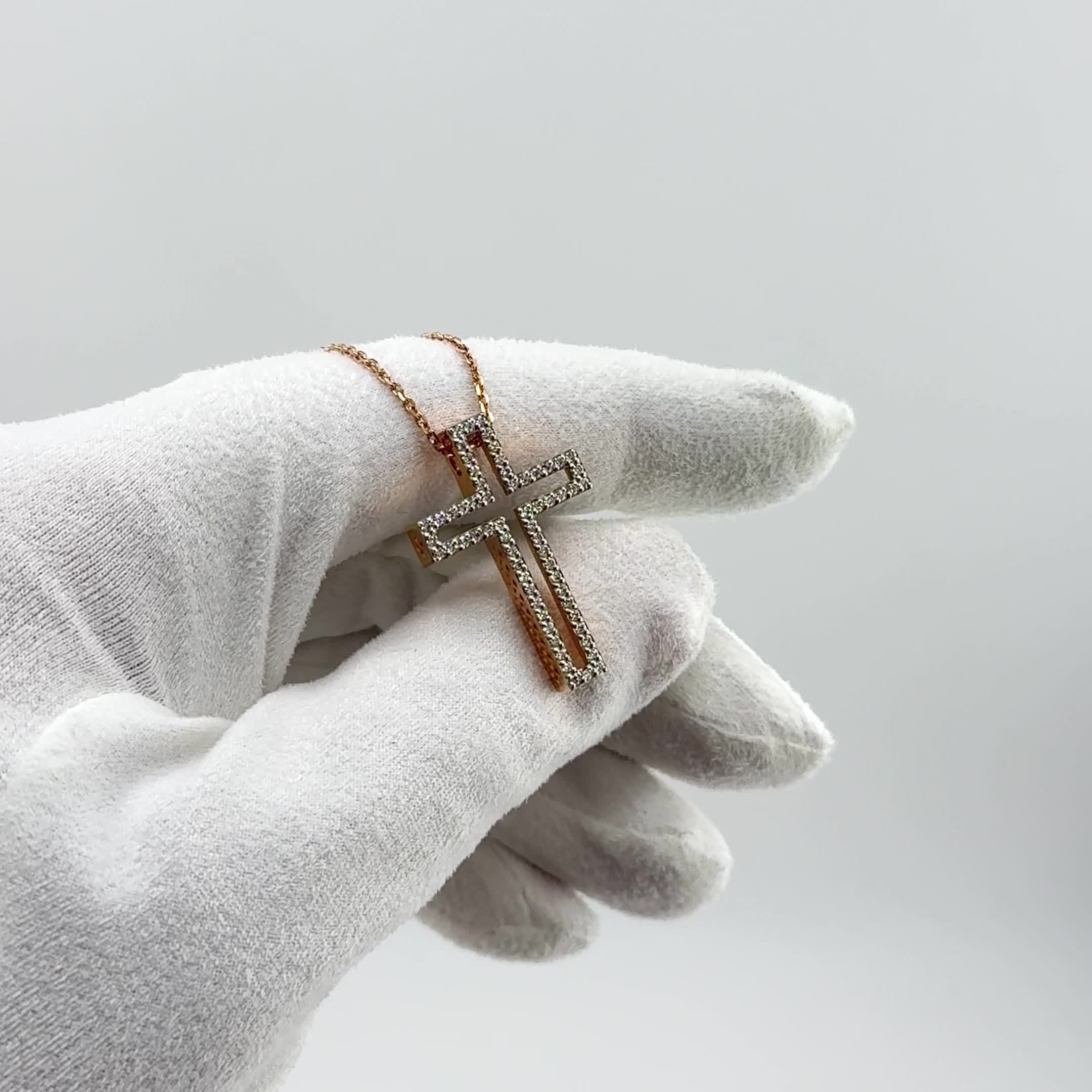 Колье "Крест" с бриллиантами из золота 585 пробы арт. 06-P0091-01-001-07-01