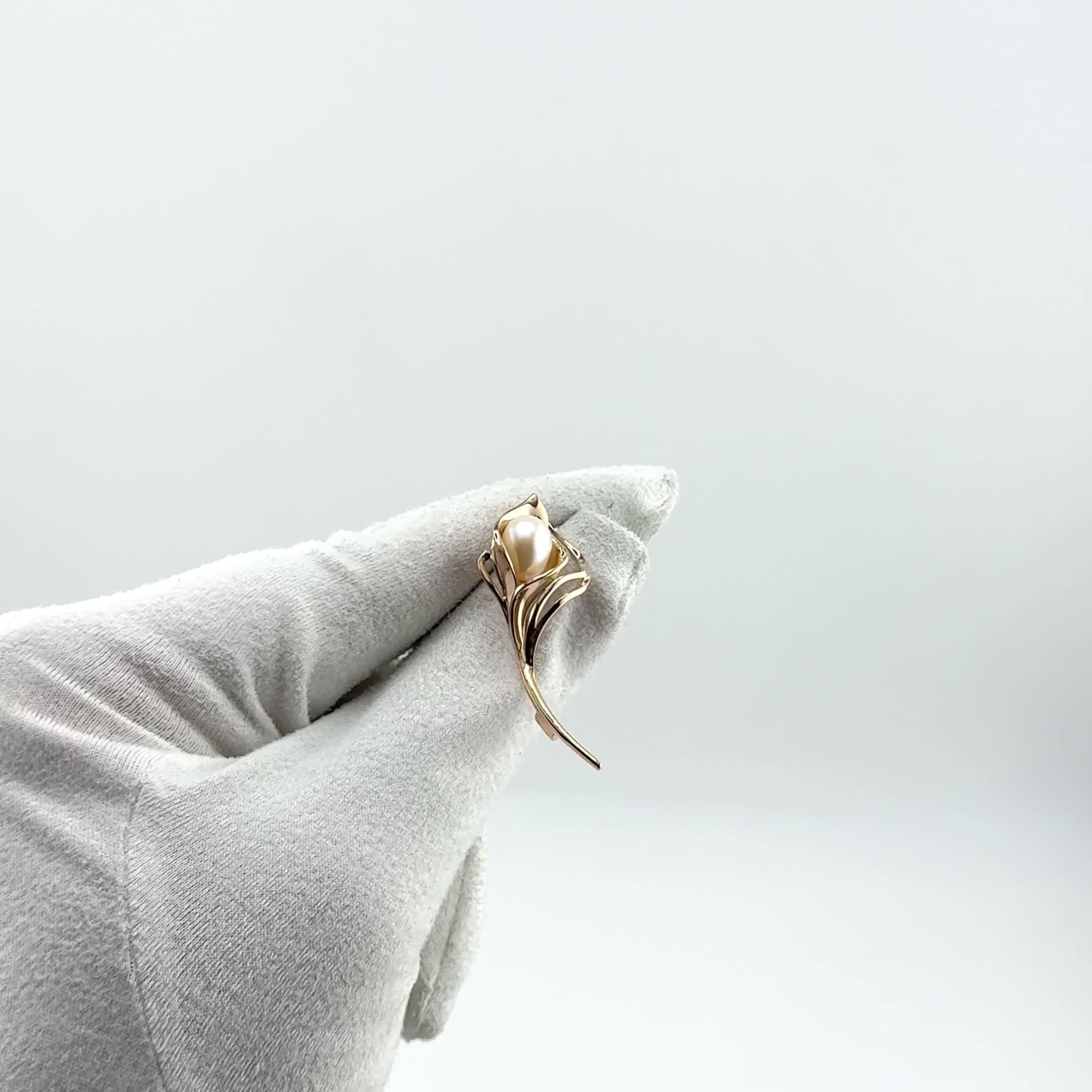 Брошь с жемчугом из золота 585 пробы арт. 07-1-157-0500-010