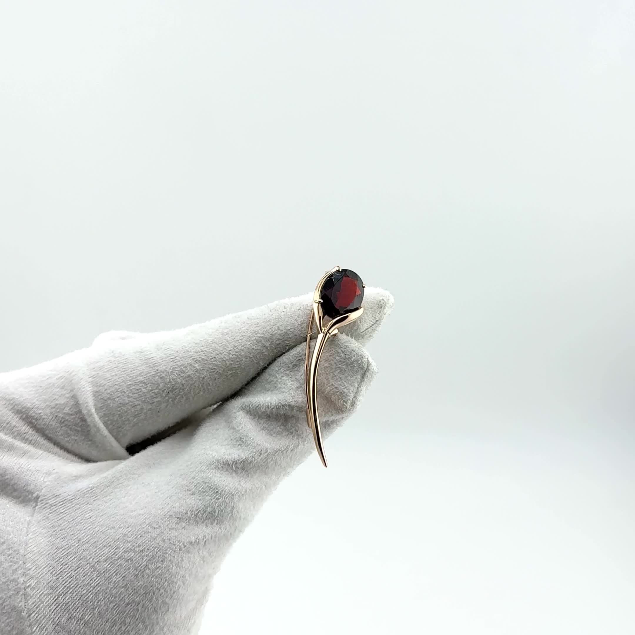 Брошь с гранатом из золота 585 пробы арт. 07-1-159-0300-010