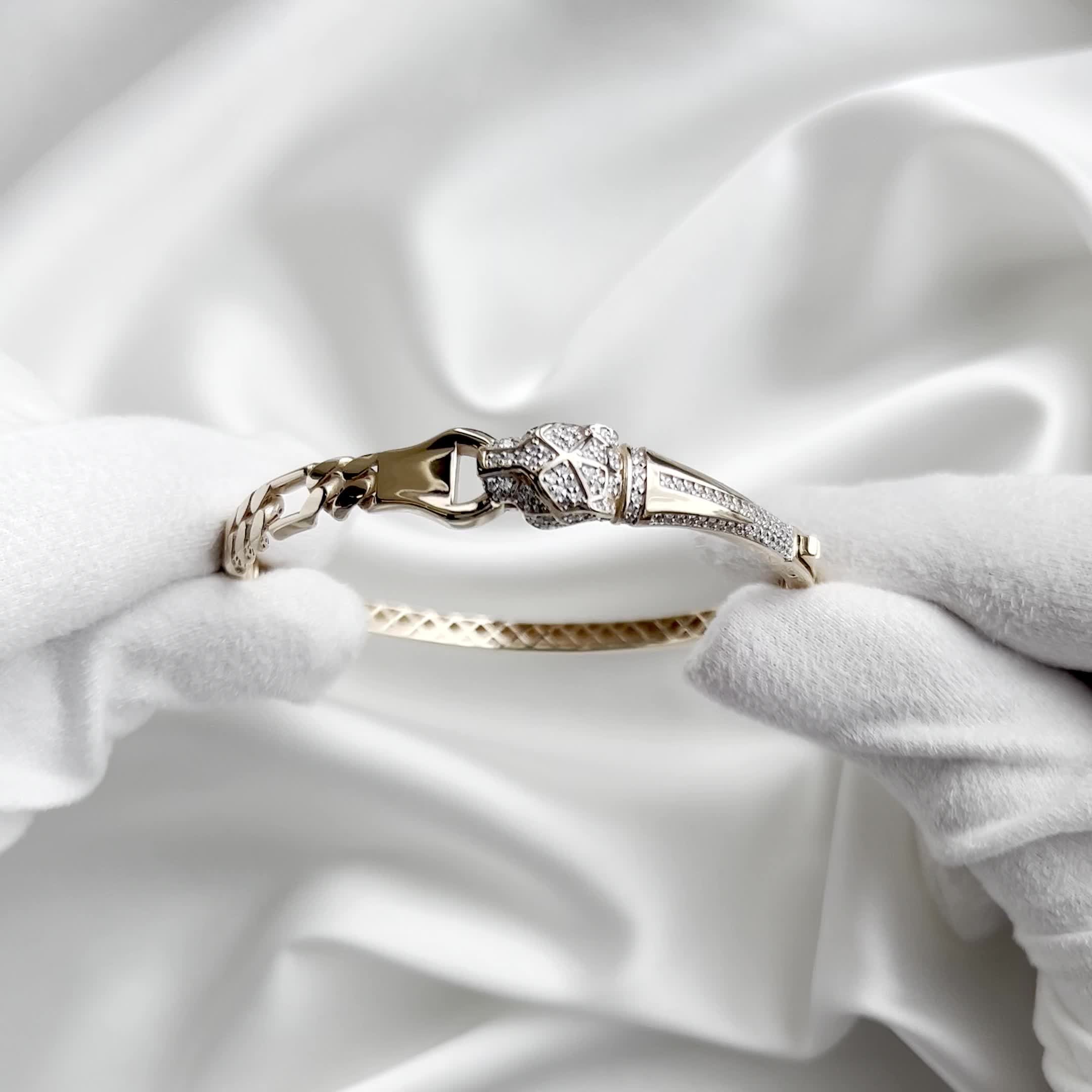 Браслет "Пантера" с фианитами из золота 585 пробы арт. 070266