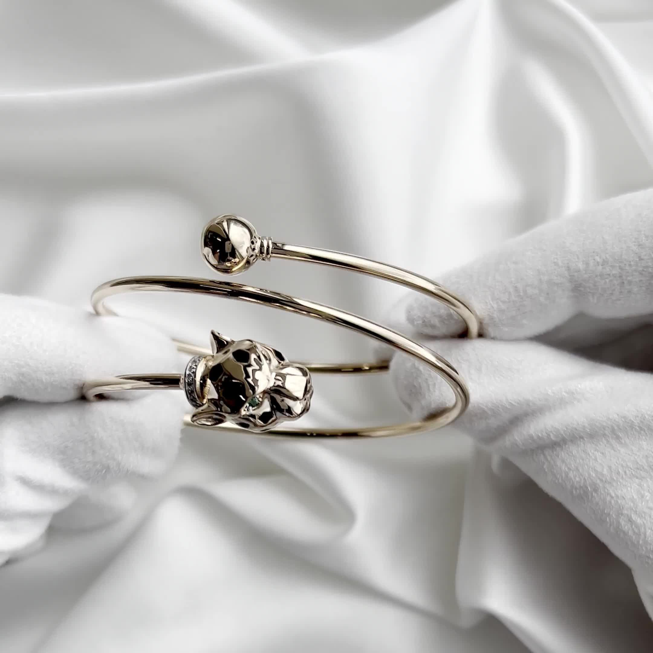 Браслет "Пантера" с фианитами из золота 585 пробы арт. 070310