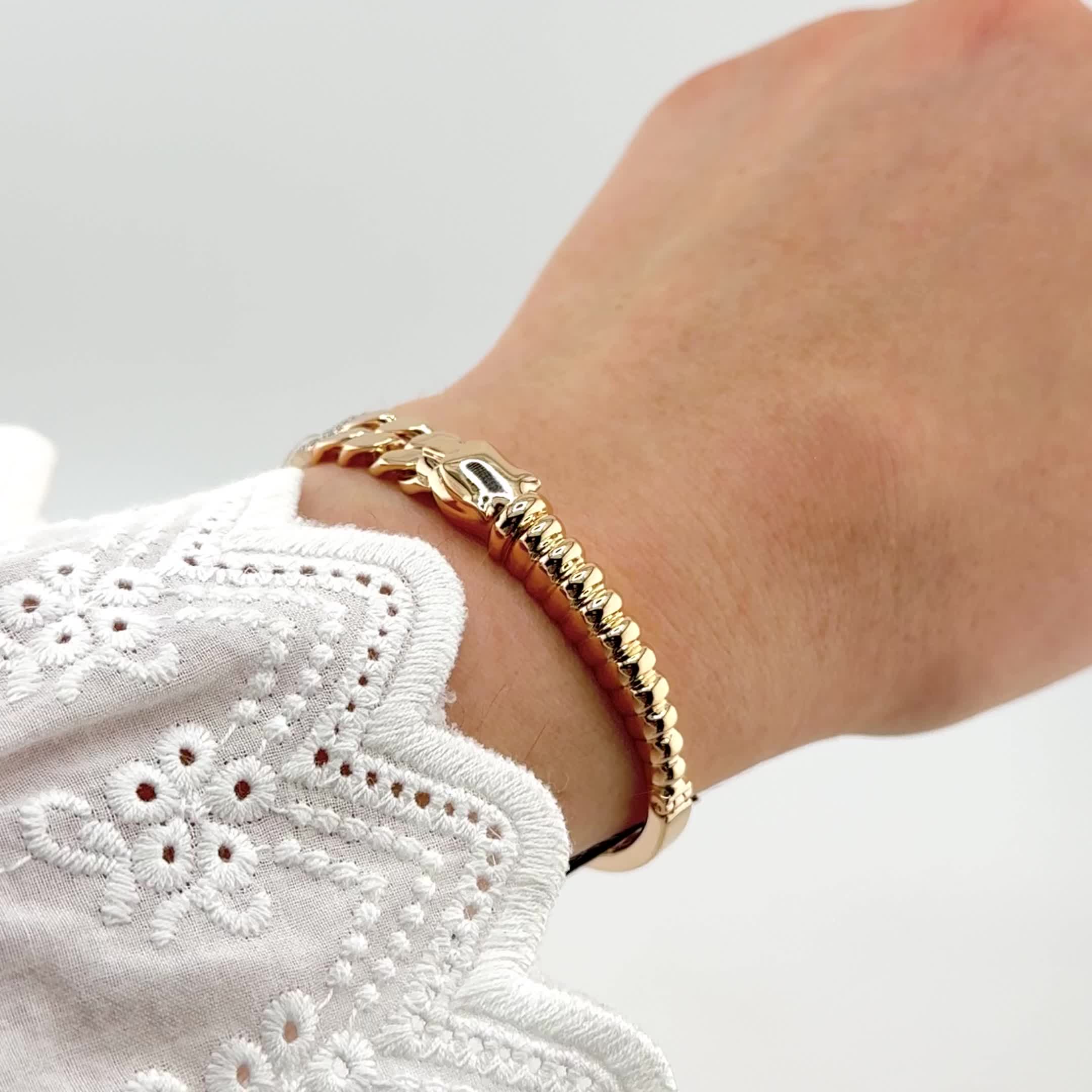 Браслет "Пантера" с фианитами из золота 585 пробы арт. 070338