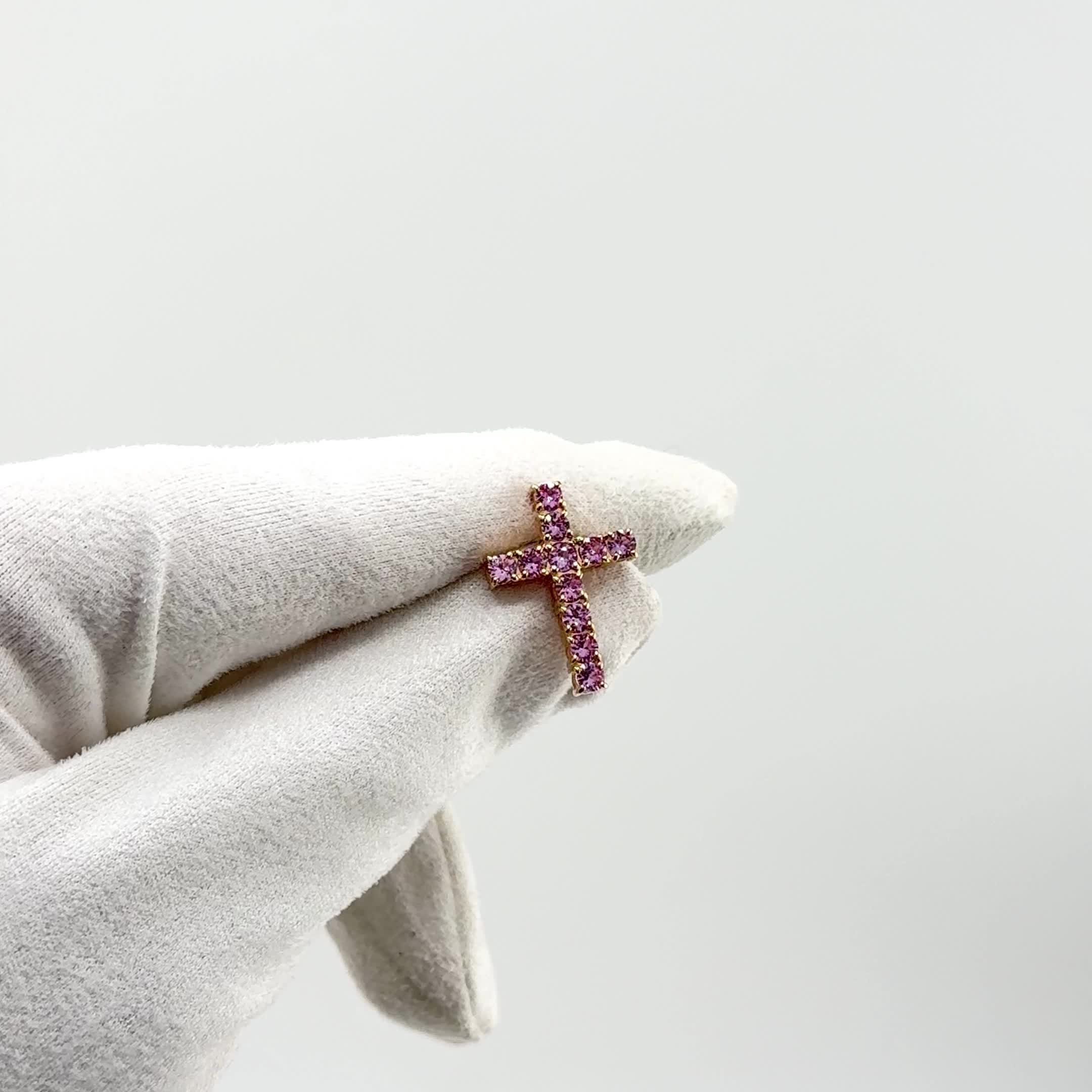 Декоративный крест с сапфирами из золота 585 пробы арт. 08-00079-01-298-01-00