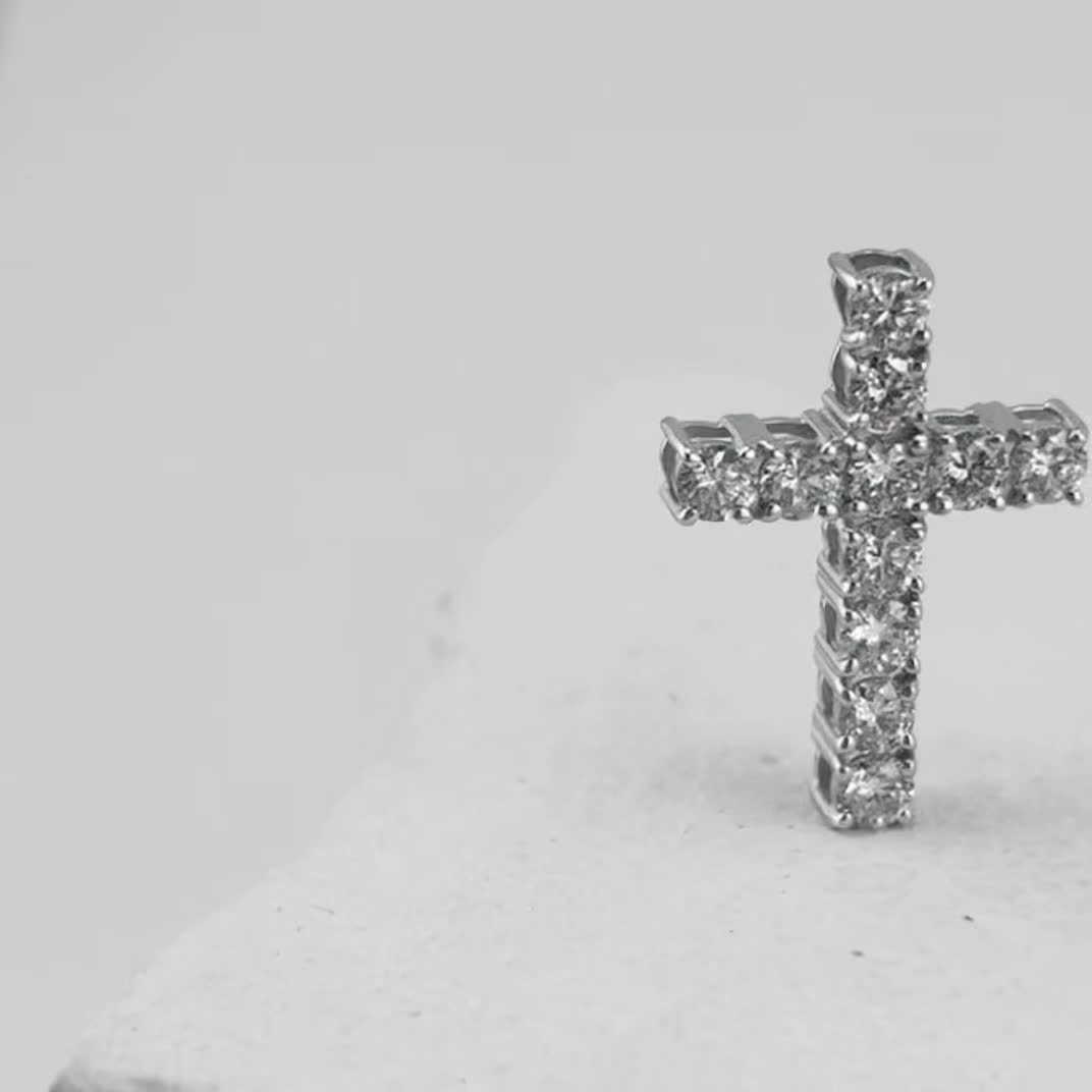 Декоративный крест с бриллиантами из белого золота 585 пробы арт. 08-00079-03-001-01-03