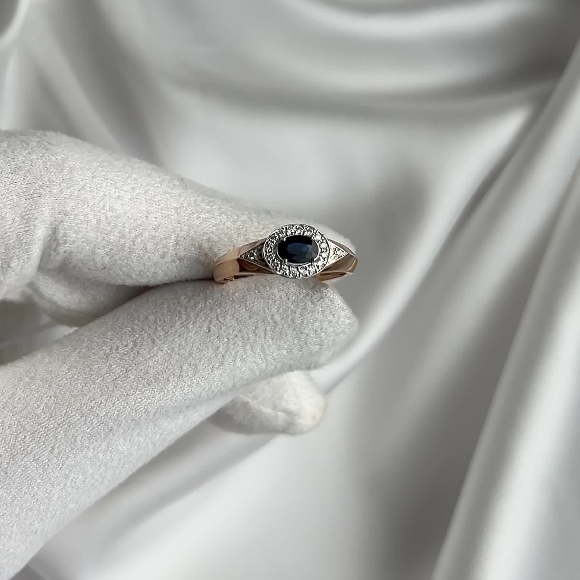 Кольцо с сапфиром и бриллиантами из золота 585 пробы арт. 1-11-1196-110