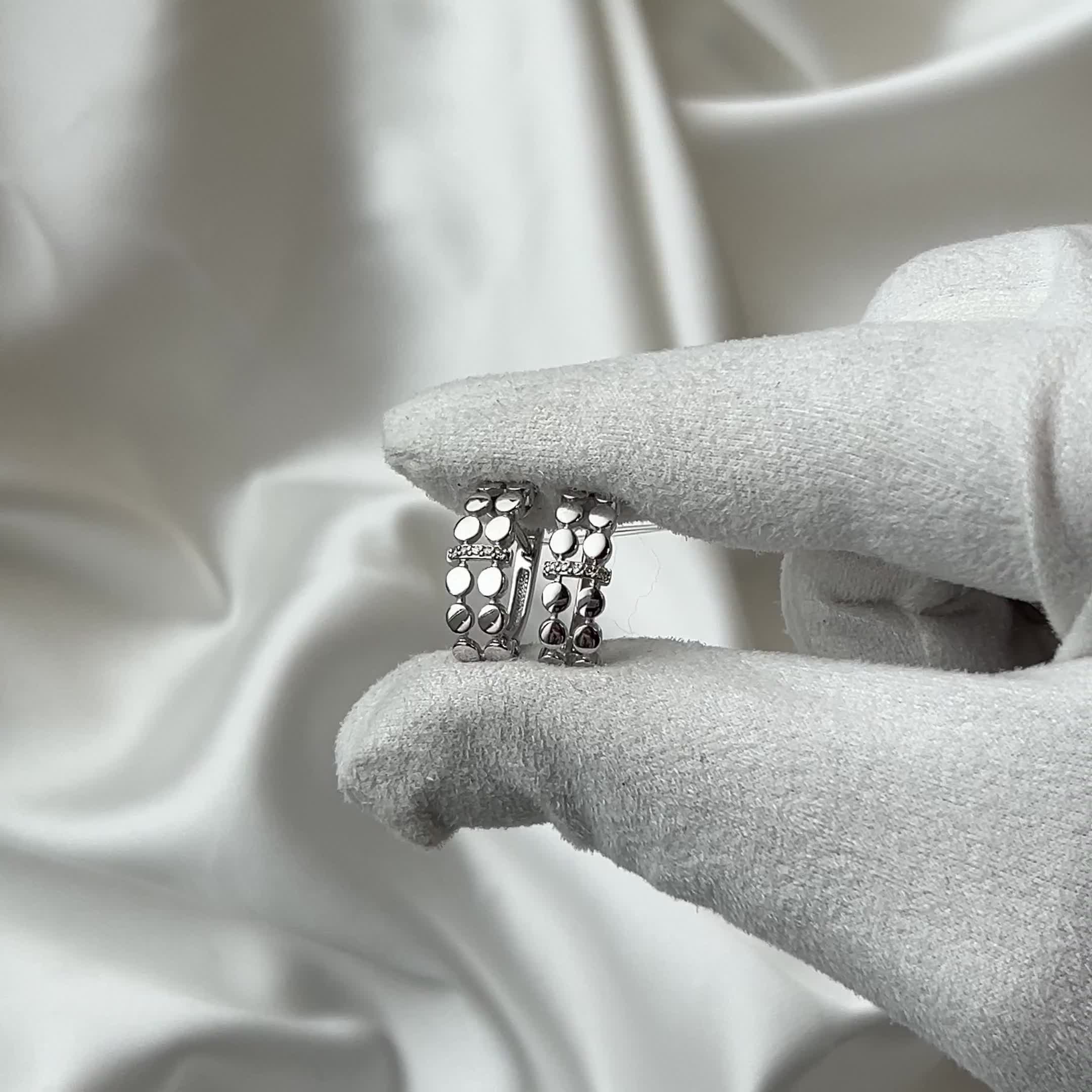 Серьги с бриллиантами из белого золота 585 пробы арт. 1022318-3