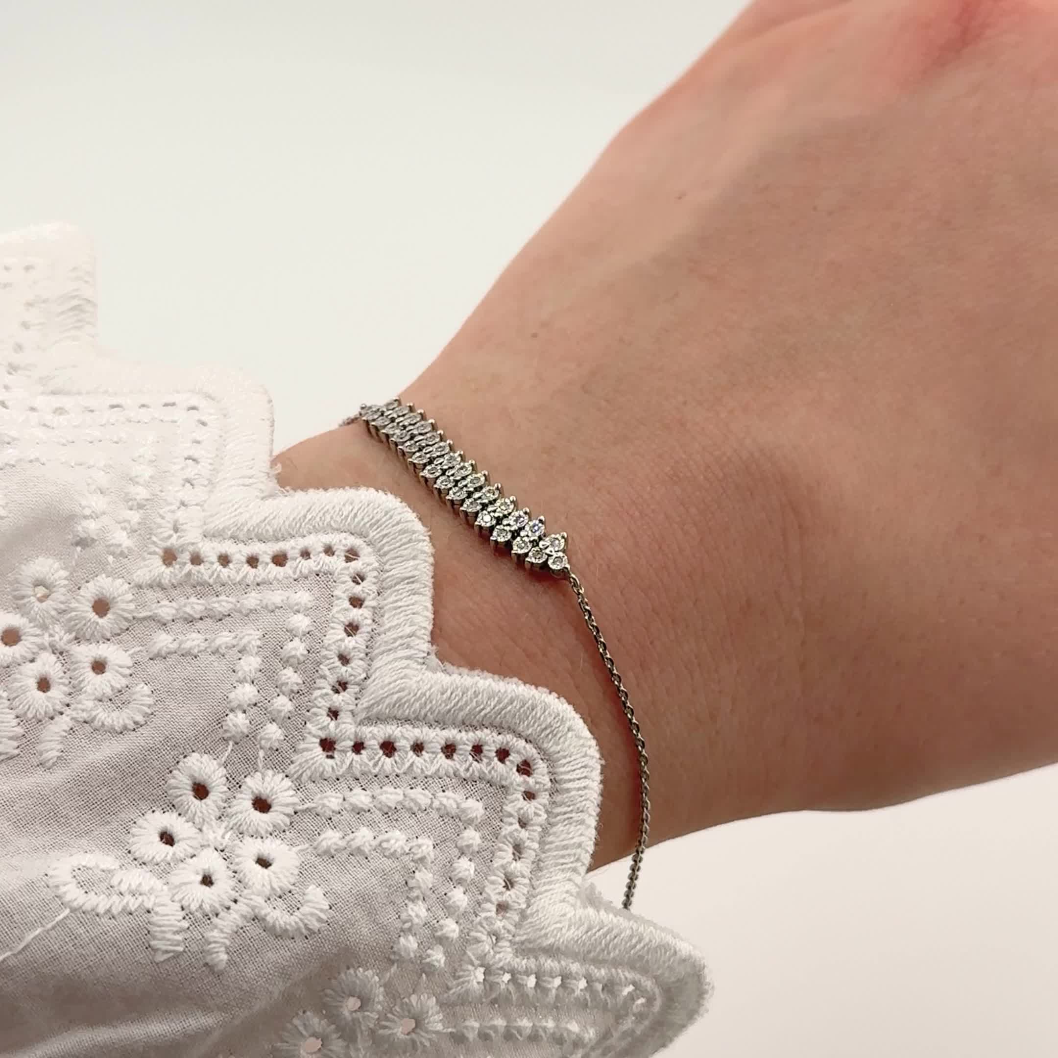 Браслет с бриллиантами из белого золота 585 пробы арт. 1050239-3