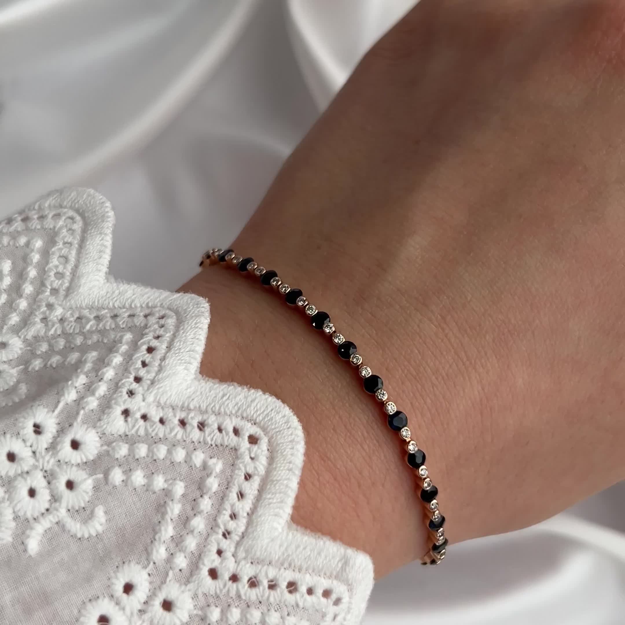 Браслет с бриллиантами и сапфирами из золота 585 пробы арт. 1106005