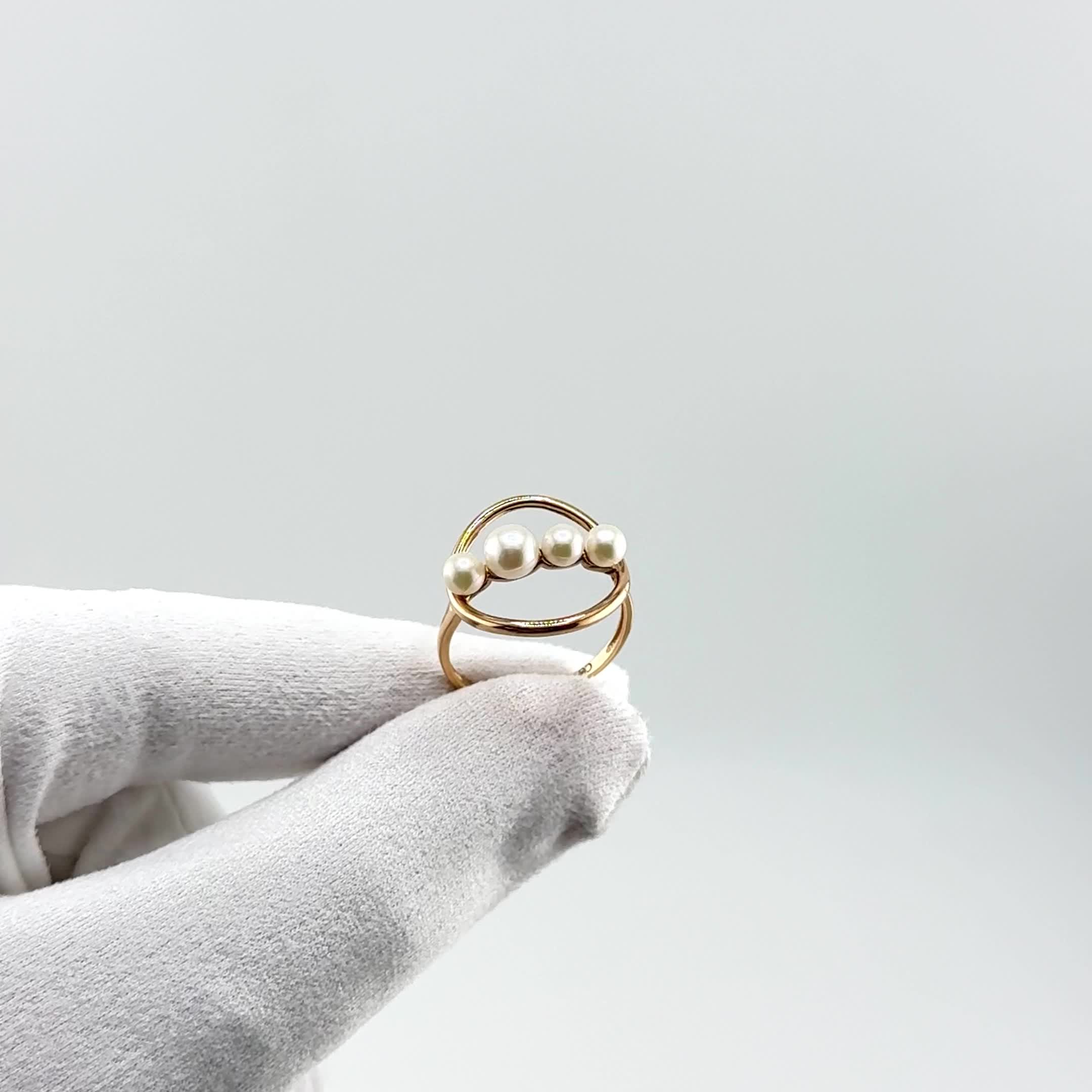 Кольцо с жемчугом из золота 585 пробы арт. 11805293