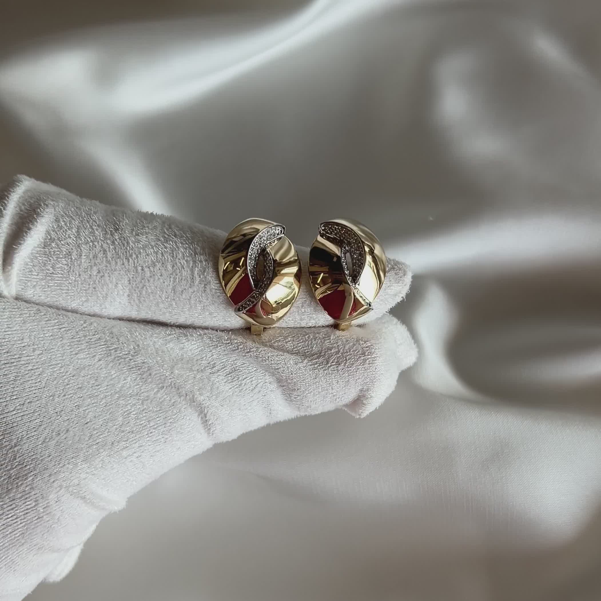 Серьги с бриллиантами из желтого золота 585 пробы арт. 12-009-103-2Ж