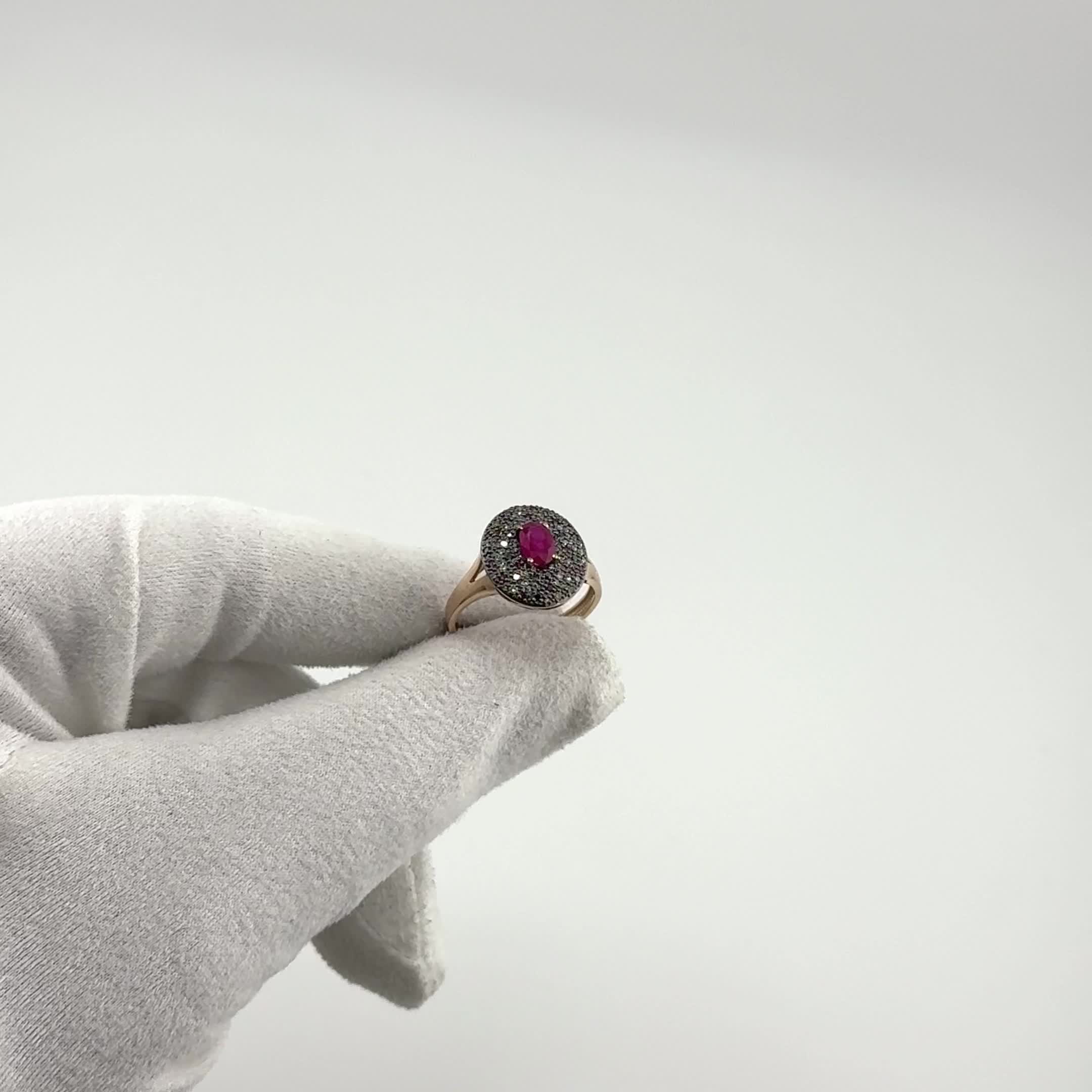 Кольцо с рубином и бриллиантами из золота 585 пробы арт. 15769-172