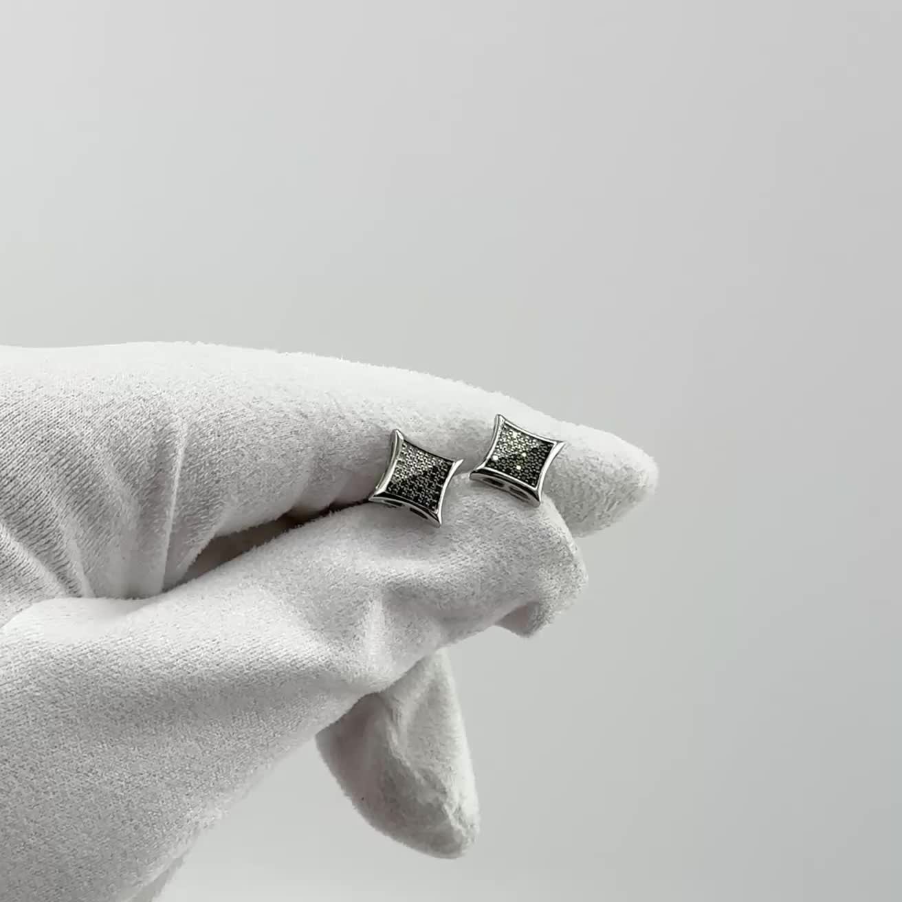 Серьги с бриллиантами из белого золота 585 пробы арт. 2-671-106Б-Чбр