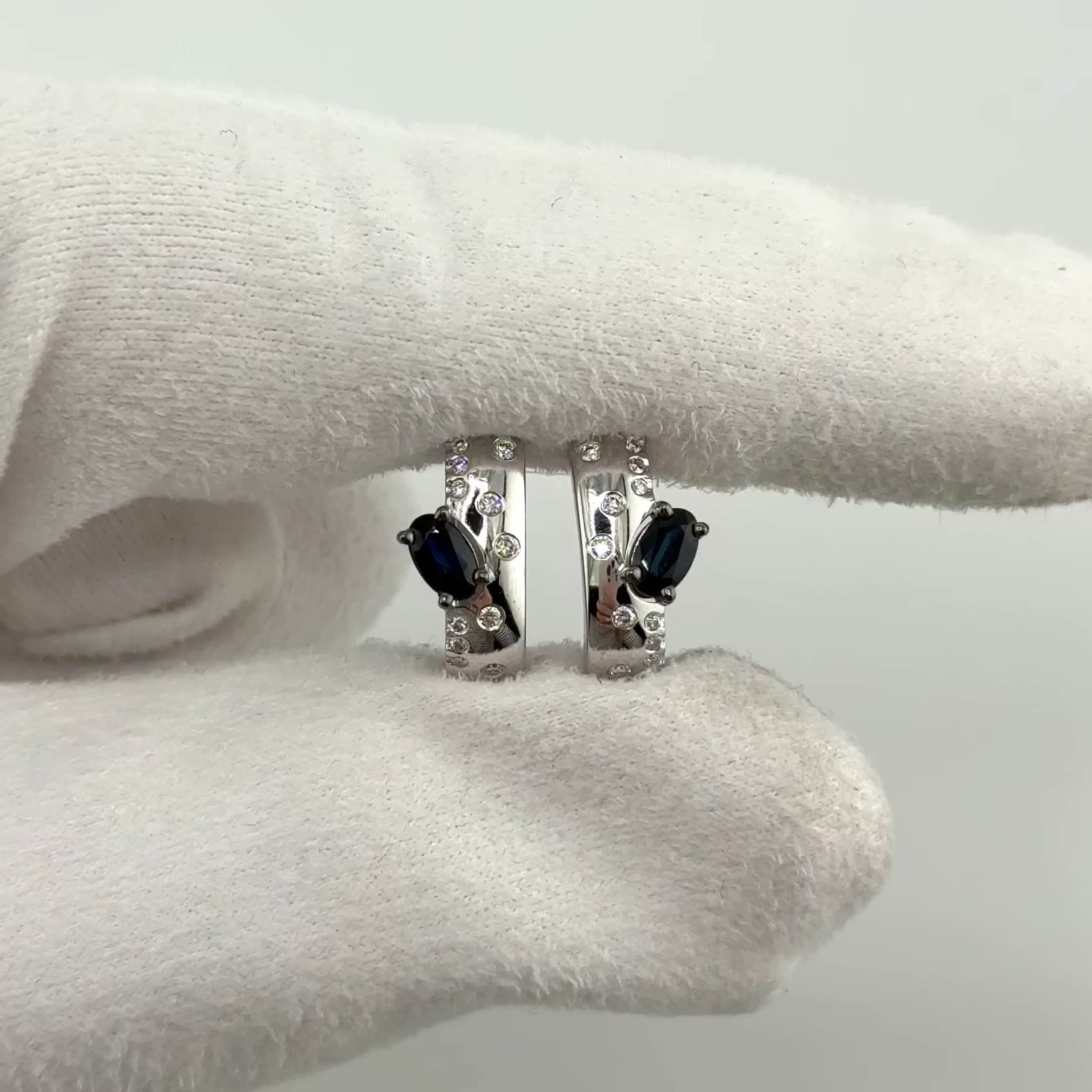 Серьги с сапфирами и бриллиантами из белого золота 585 пробы арт. 2056-21201