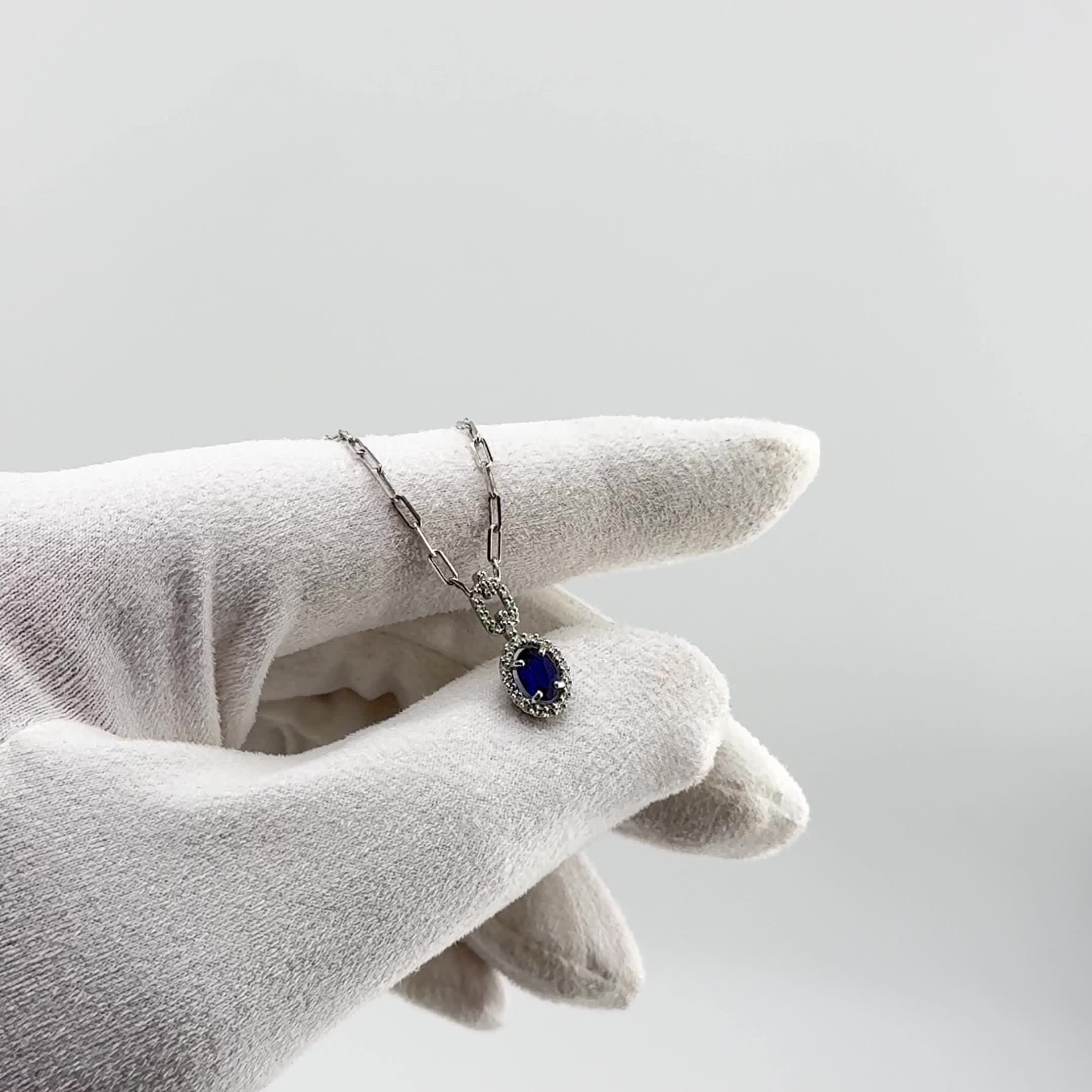 Колье с бриллиантами и сапфиром из белого золота 585 пробы арт. 2070034-3