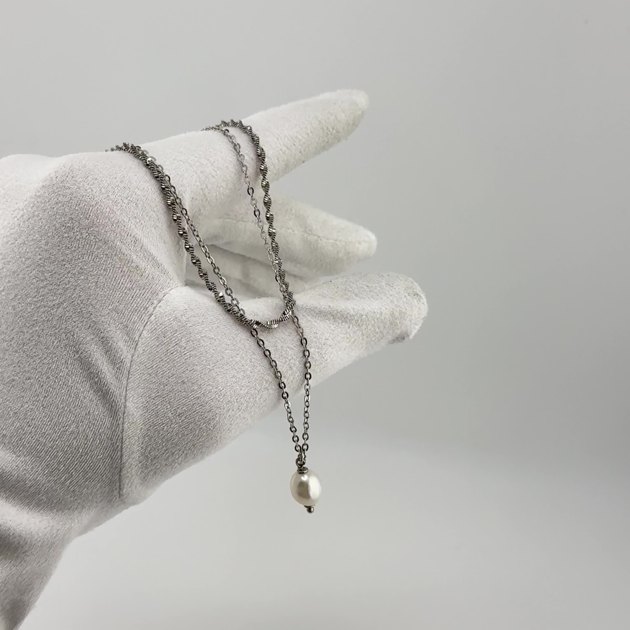 Колье с жемчугом из серебра 925 пробы арт. 2096CLRH_KL_WP_YG