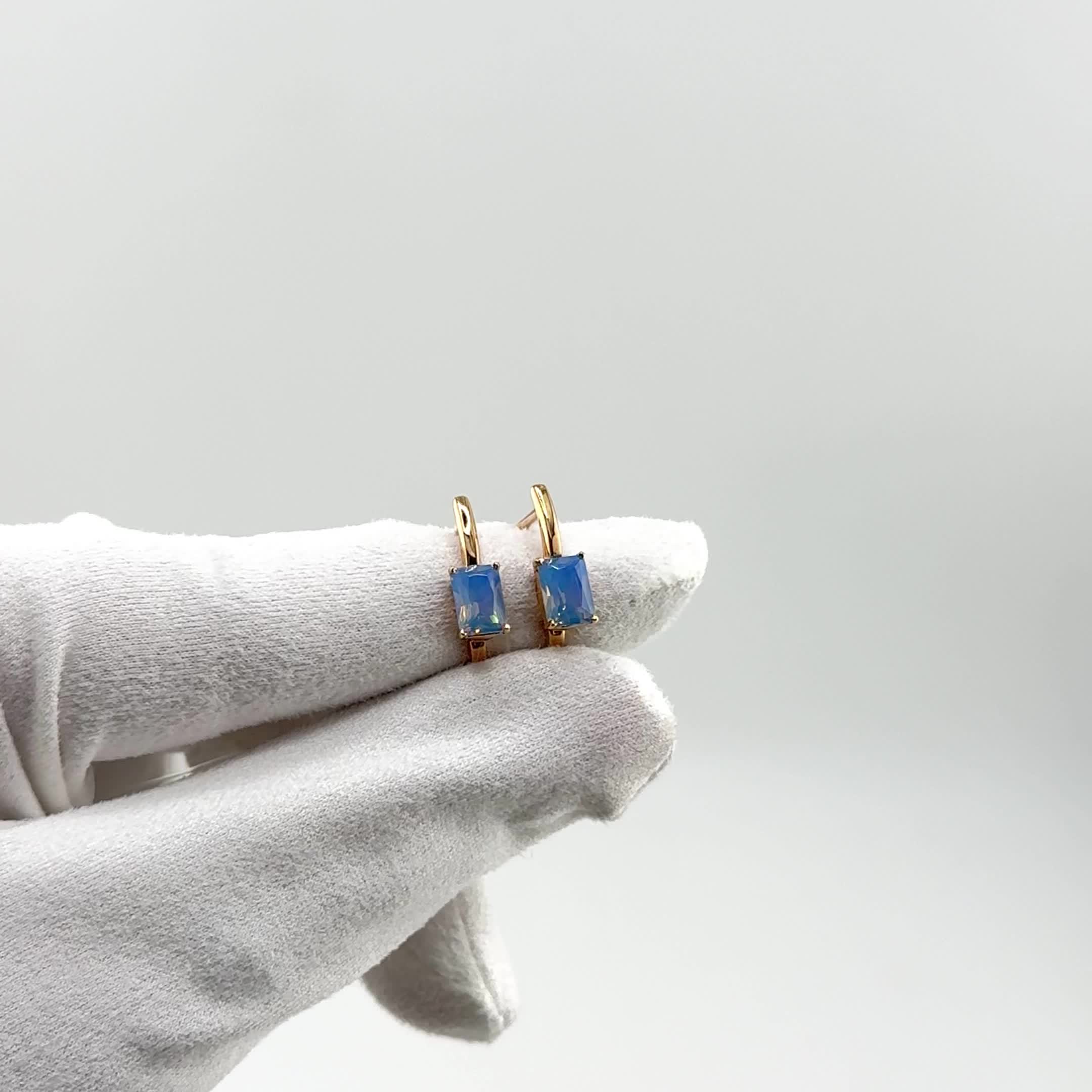 Серьги с ситаллом из золота 585 пробы арт. 21804635