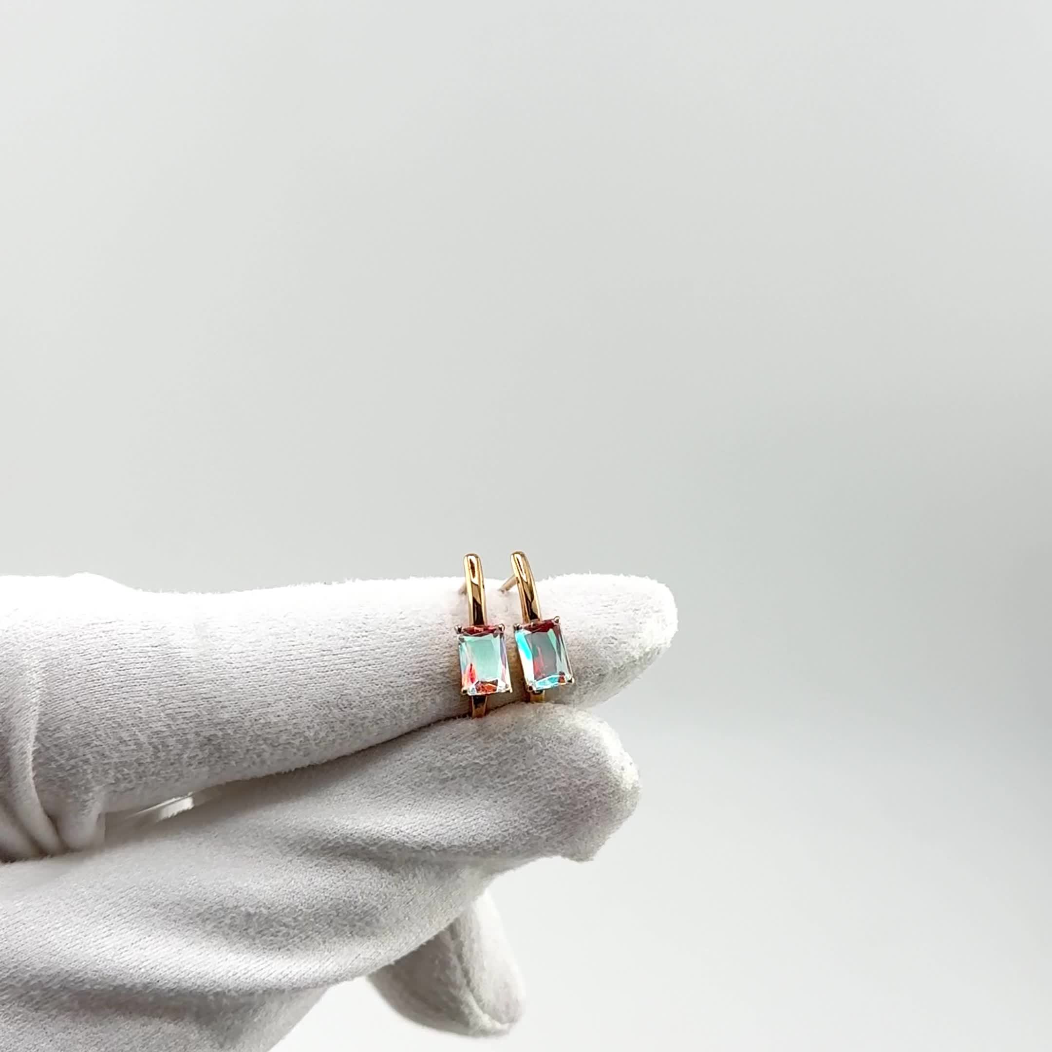 Серьги с ситаллом из золота 585 пробы арт. 21804635