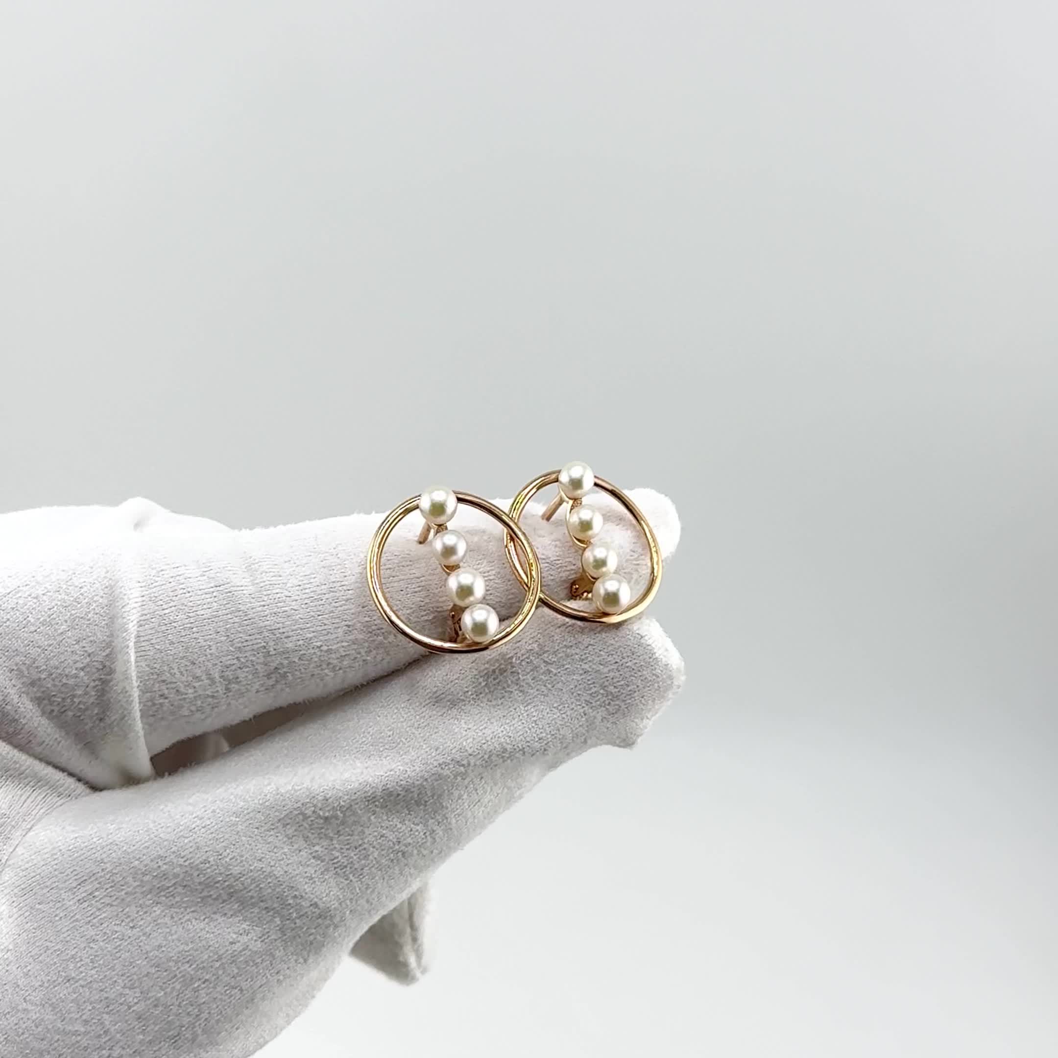 Серьги с жемчугом из золота 585 пробы арт. 21805293