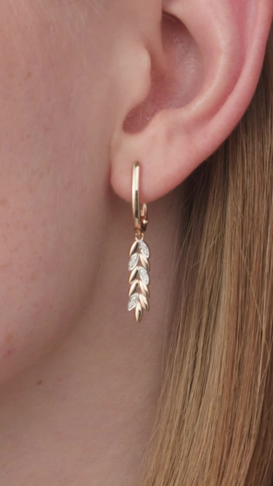 Серьги "Колосья" с бриллиантами из золота 585 пробы арт. 24460-100