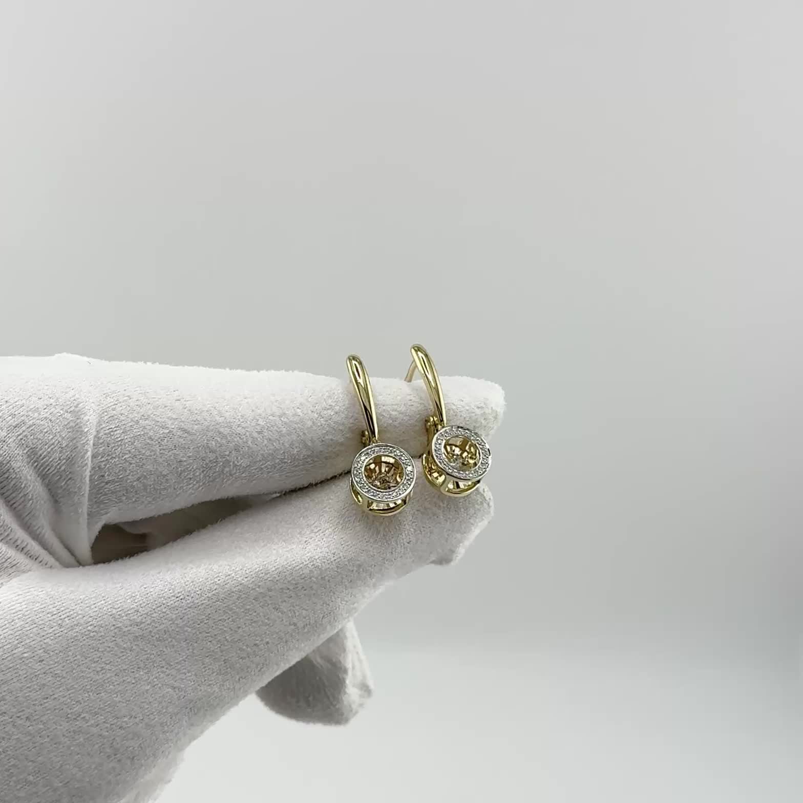 Серьги с танцующими бриллиантами из желтого золота 585 пробы арт. 25102-300