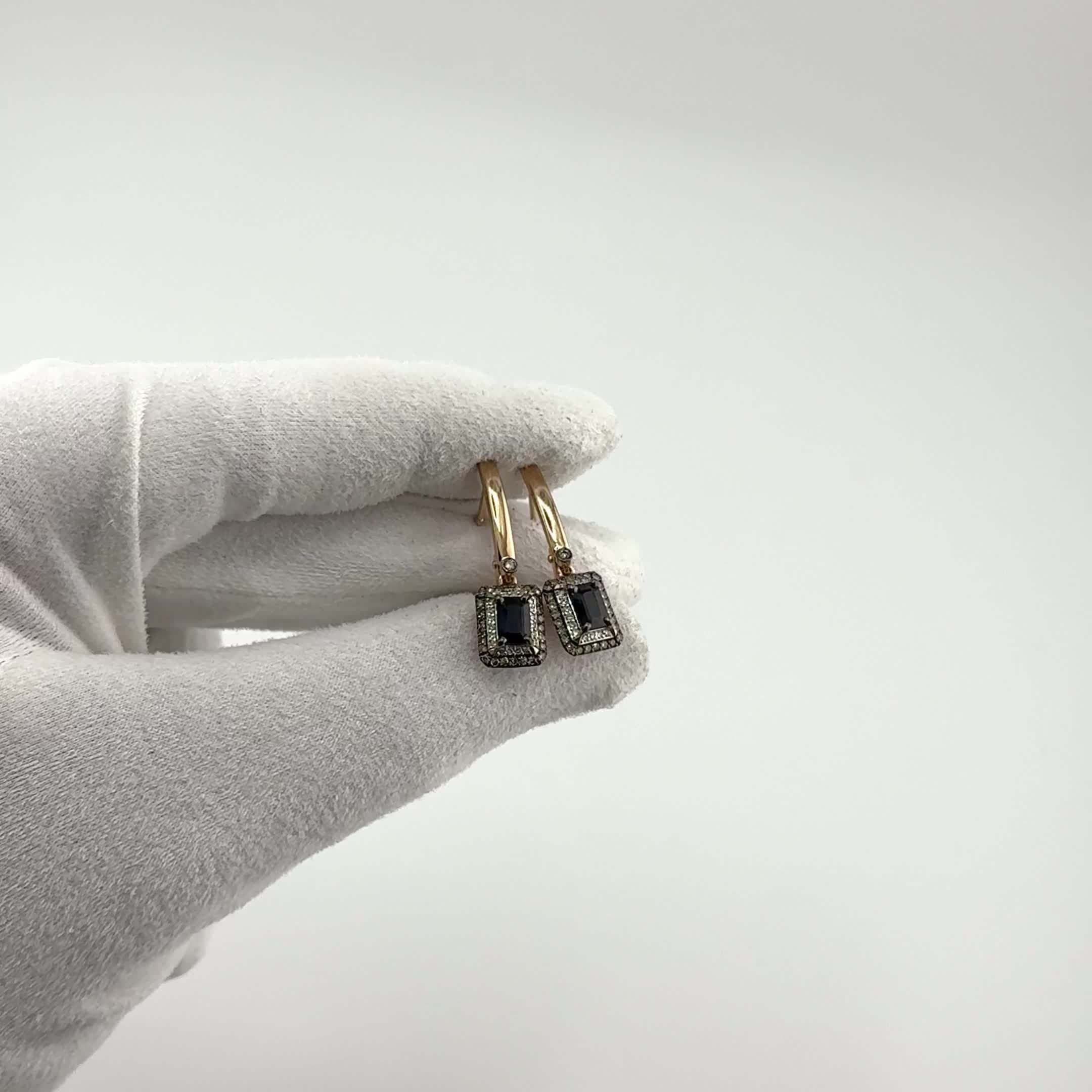 Серьги с сапфирами и бриллиантами из золота 585 пробы арт. 25485-170