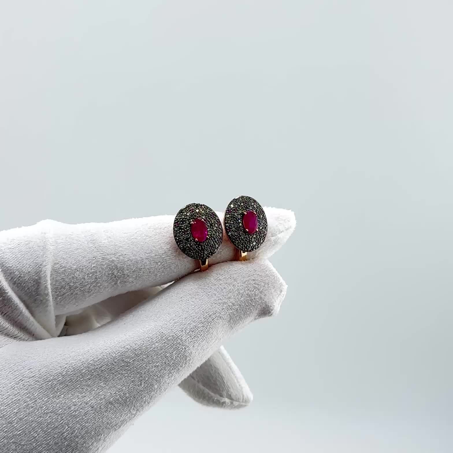 Серьги с рубинами и бриллиантами из золота 585 пробы арт. 25769-172