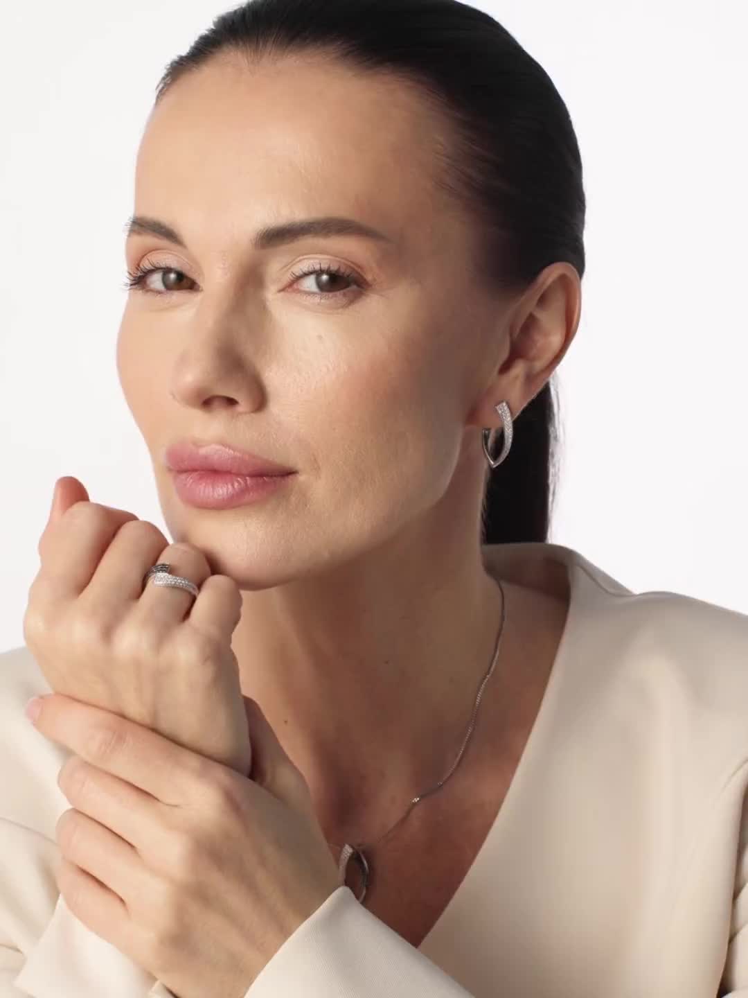 Серьги с бриллиантами из белого золота 585 пробы арт. 25838-213