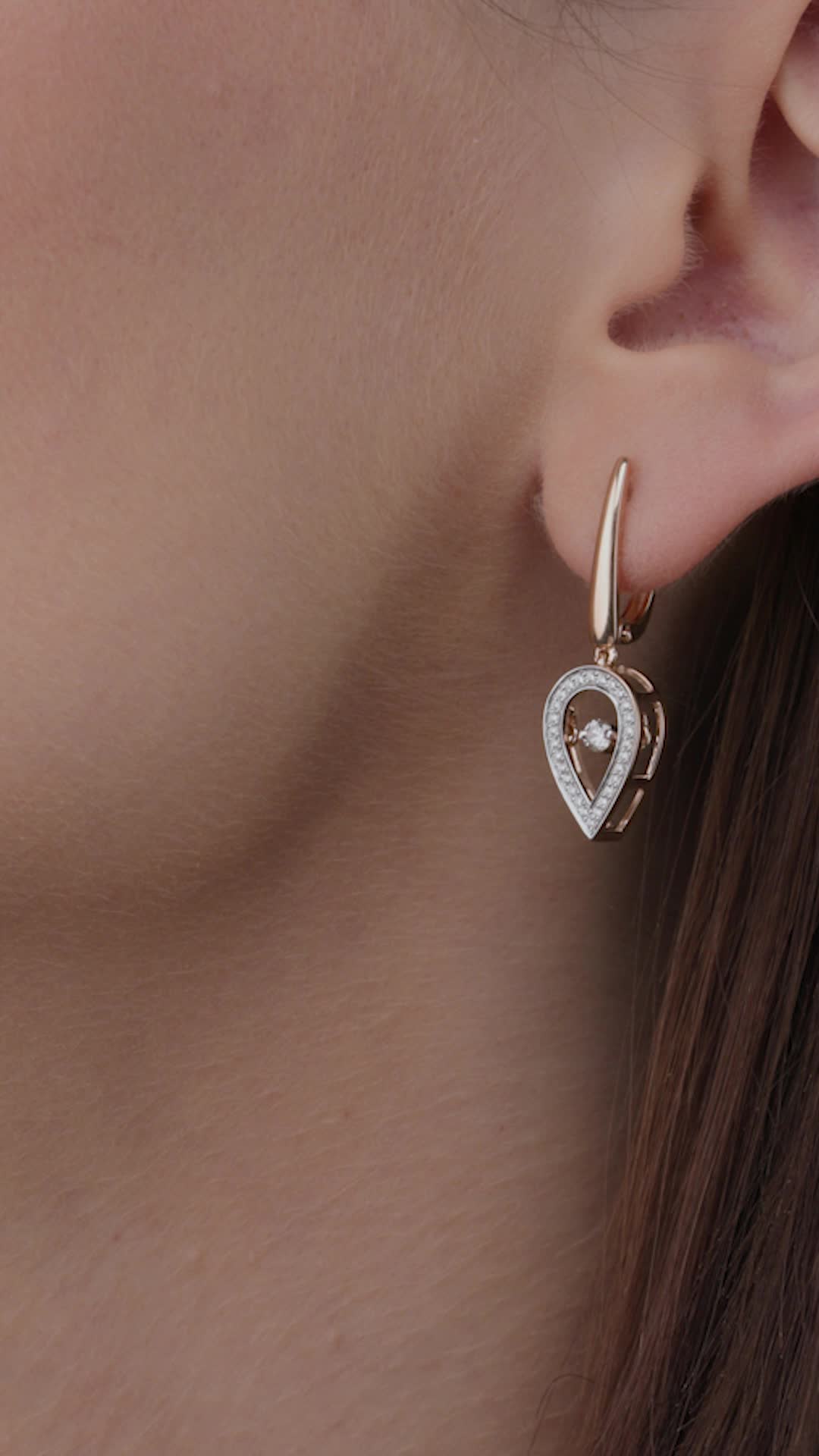 Серьги с танцующими бриллиантами из золота 585 пробы арт. 25864-100